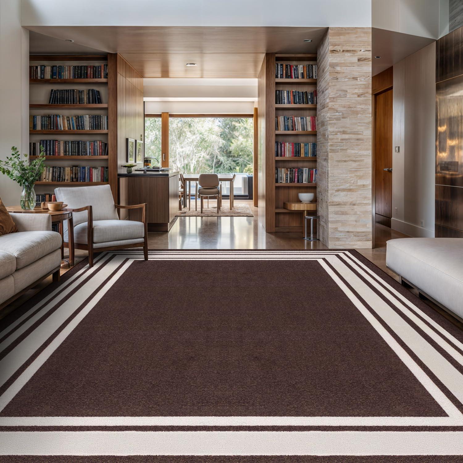 Quiogue Brown Non-Slip Area Rug