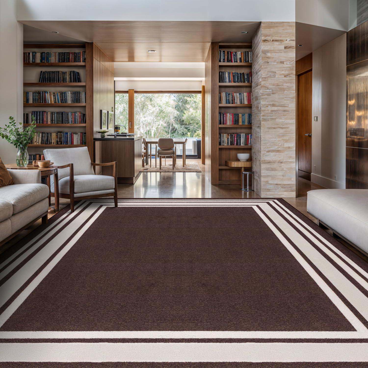 Quiogue Brown Non-Slip Area Rug