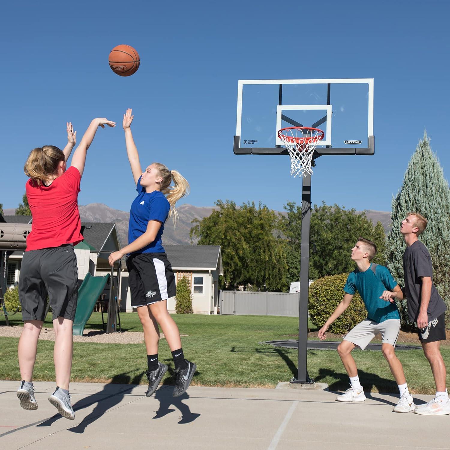 Lifetime New Adjustable Bolt Down Basketball Hoop (60-inch Tempered Glass), 90569