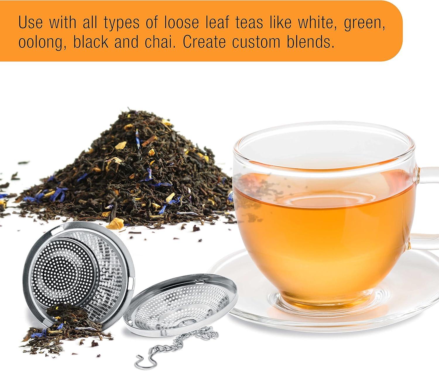 Lindbes 2 Premium Tea Infuser 2” Diameter Stainless Steel Single Cup Perfect Strainers for Loose Leaf Tea