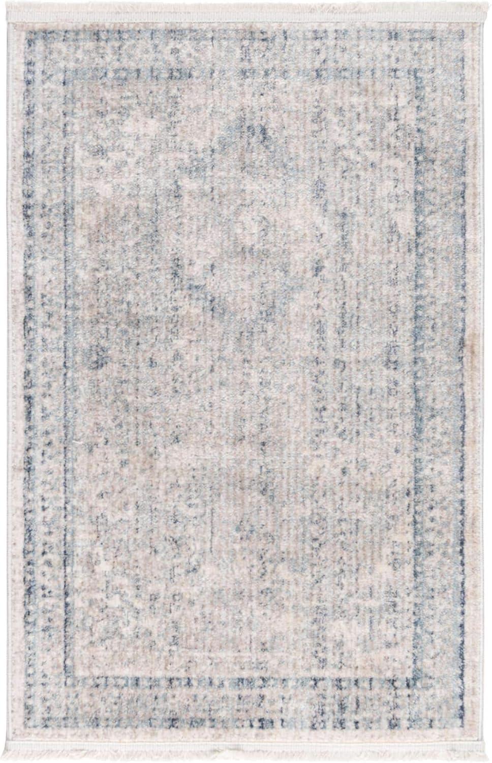 Noble Gray Rectangular Easy-Care Synthetic Area Rug