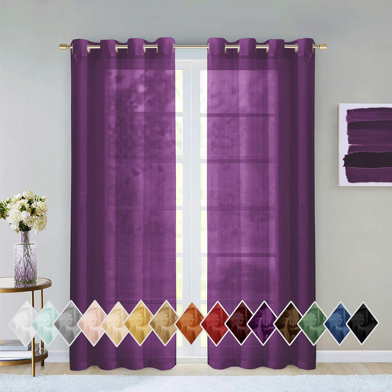 Dainty Home Sheer Window Curtains 2 Panels 54" W X 84" L (108" W) Extra Wide Linen Textured Curtains & Drapes For Living Room, Bedroom, Farmhouse Curtains, Boho Decor, Light Filtering Window Treatments With Grommets