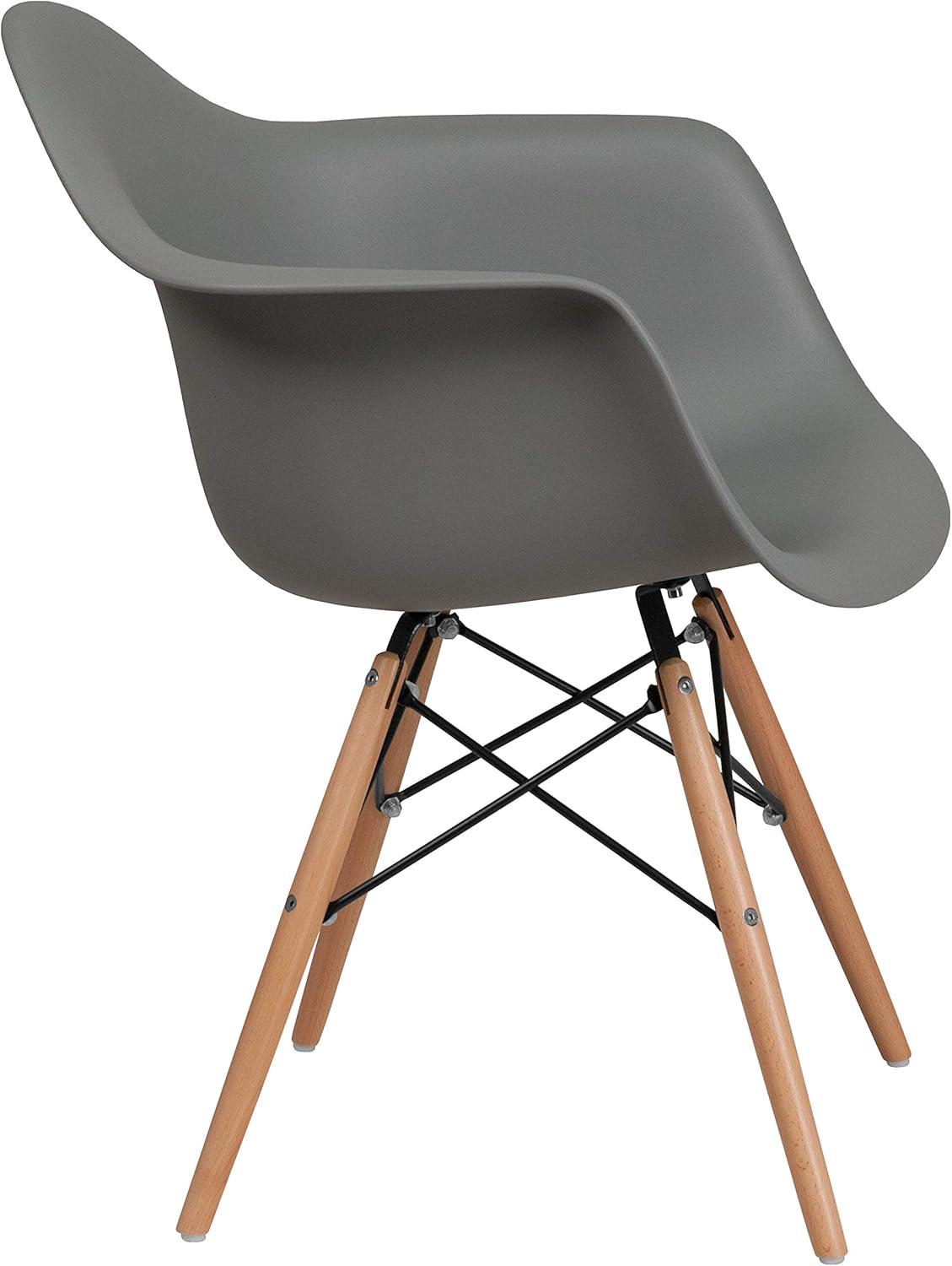 Flash Furniture Alonza Series Plastic Chair with Arms and Wooden Legs