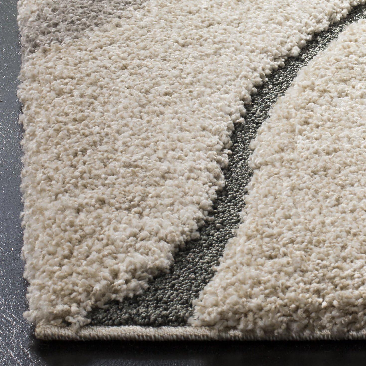 Florida Shag SG472 Power Loomed Indoor Area Rug - Cream/Light Blue - 6'x9' - Safavieh