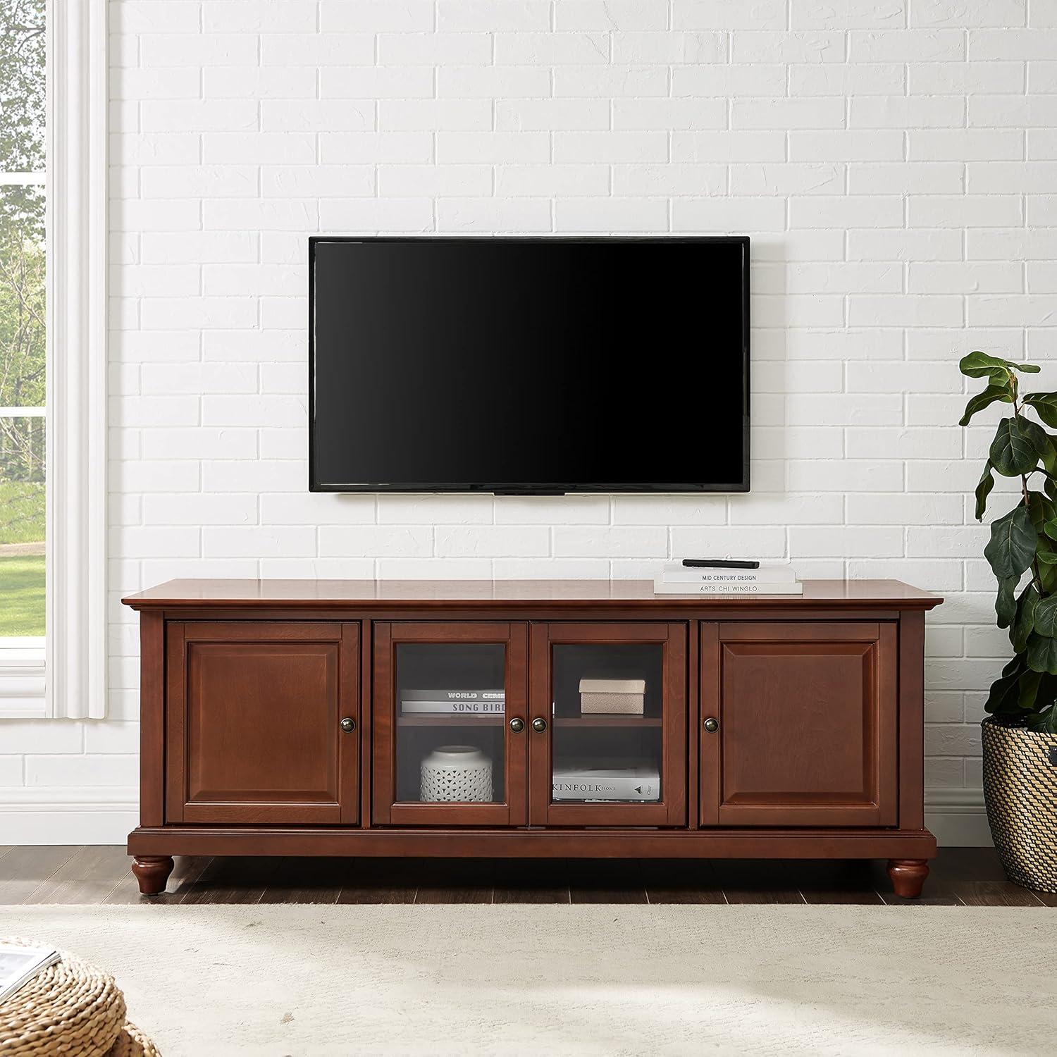 Cambridge TV Stand for TVs up to 60" Dark Red - Crosley: Entertainment Center with Adjustable Shelves & Cable Management