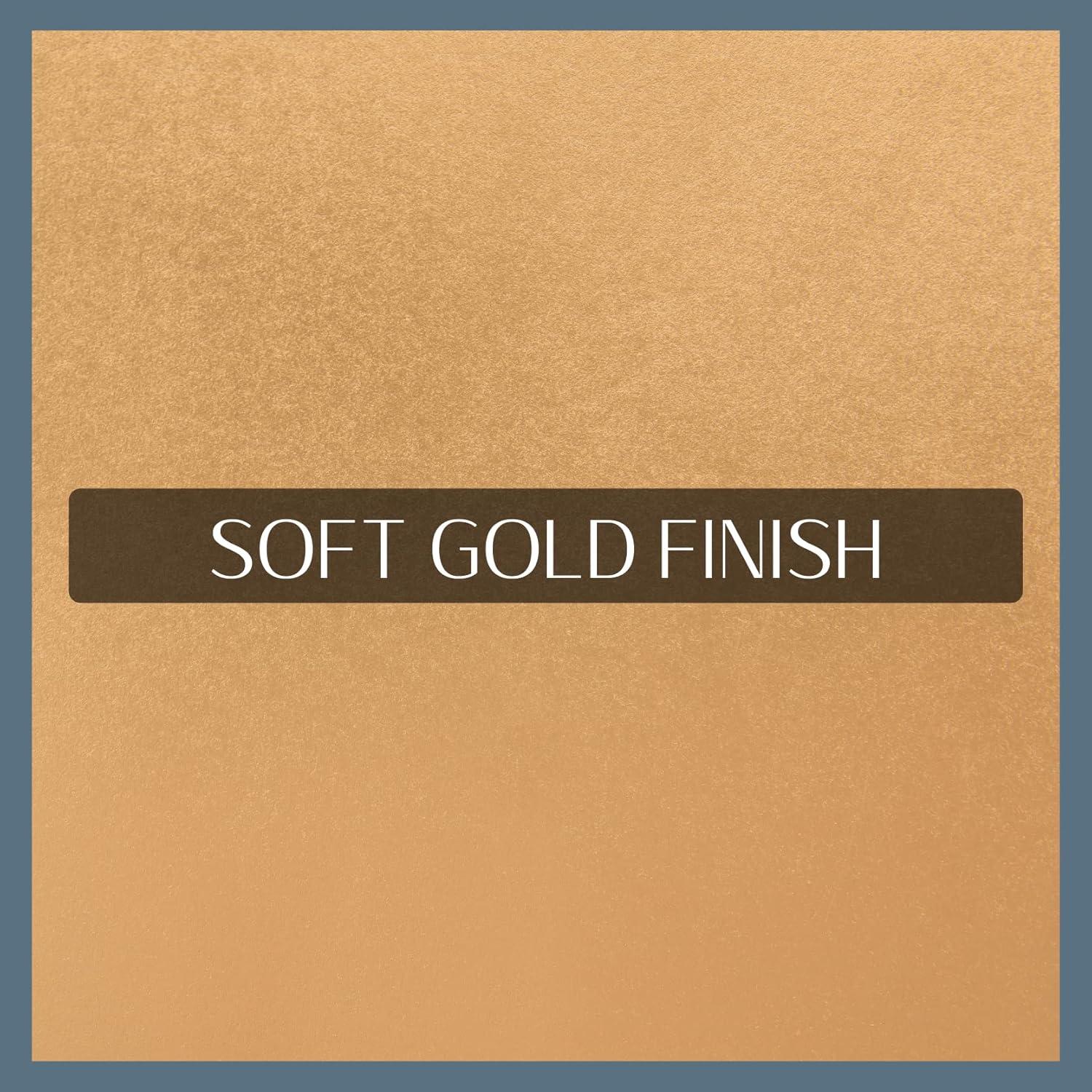 Serena 1" Window Drapery Single Curtain Rod with Contemporary Cap Finial - 48" - Soft Gold - Elrene Home Fashions