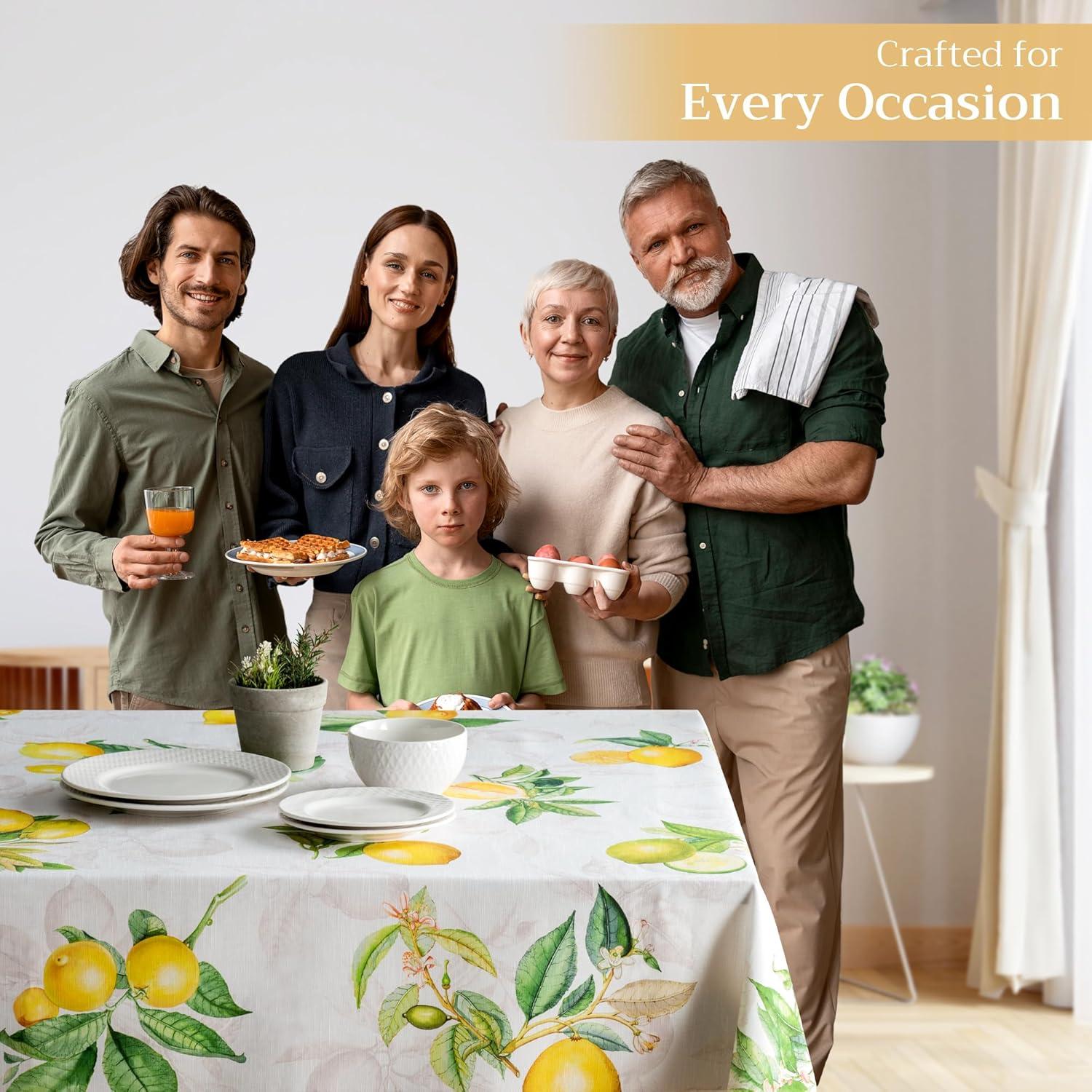 Limoncello Yellow and Green Cotton Rectangular Tablecloth 60" x 120"