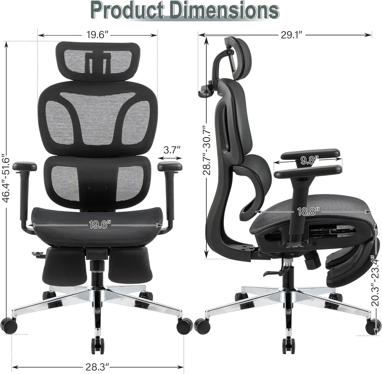 Kyona Mesh Office Chair, Adjustable Task Chair with Clothing Hanger, Adjustable Headrest and Armrest