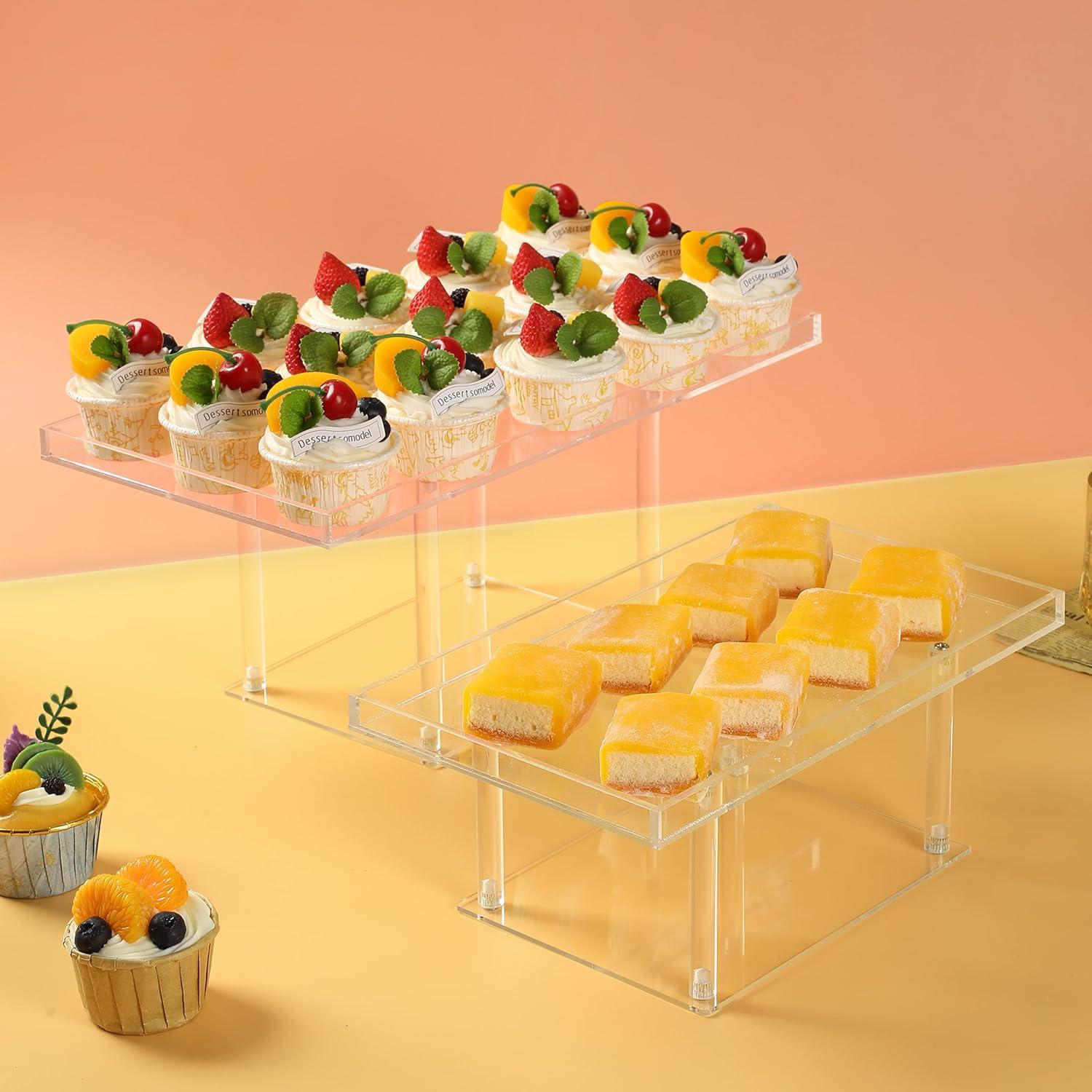 Clear Acrylic 3-Tier Rectangular Dessert Display Set