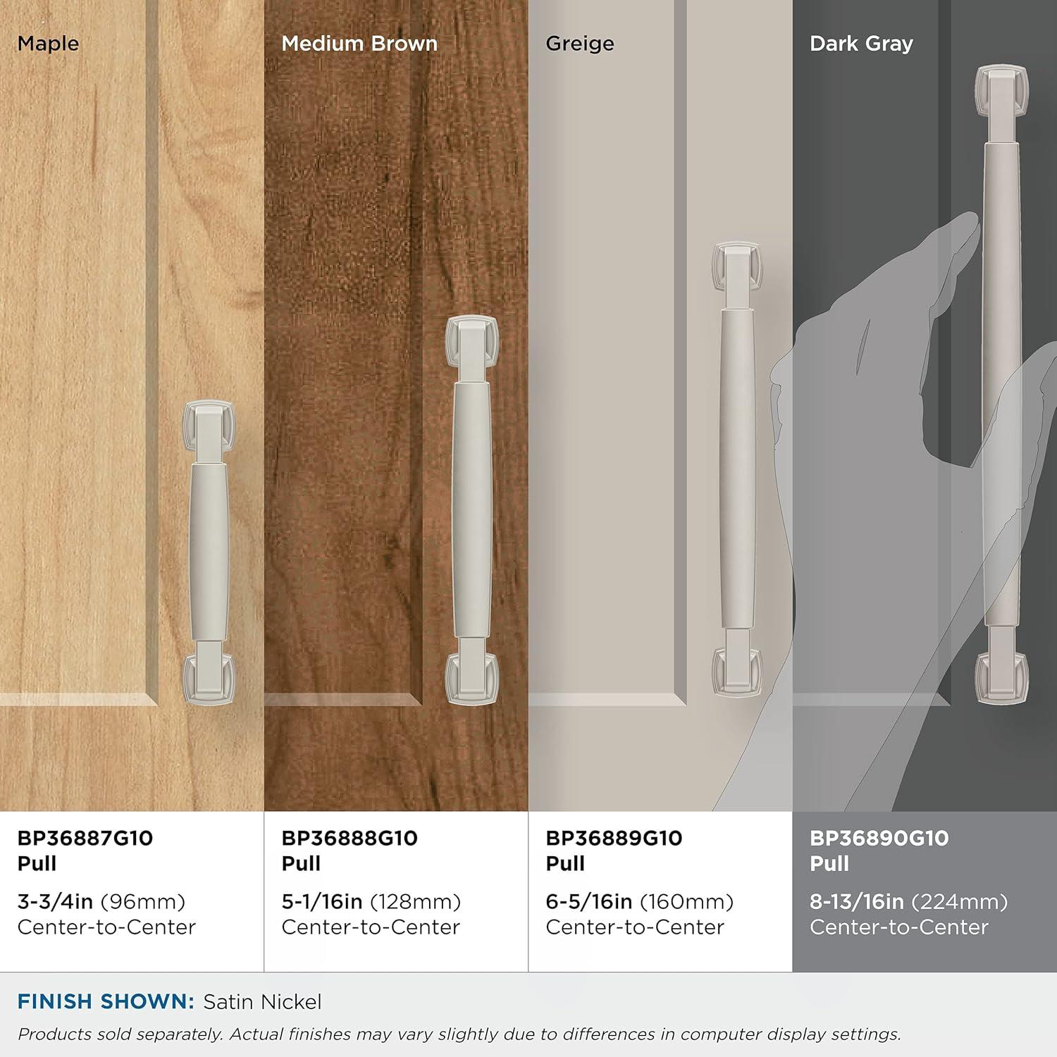 Amerock Stature 8-13/16 inch (224mm) Center-to-Center Satin Nickel Cabinet Pull