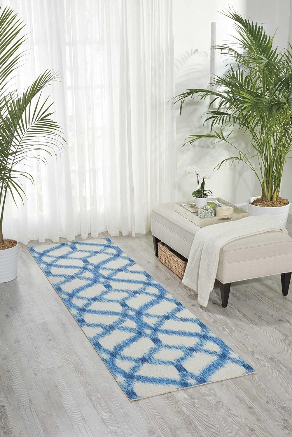 Waverly Sun & Shade "Izmir Ikat" Aegean Indoor/Outdoor Area Rug by Nourison SND05 2'3" x 8'