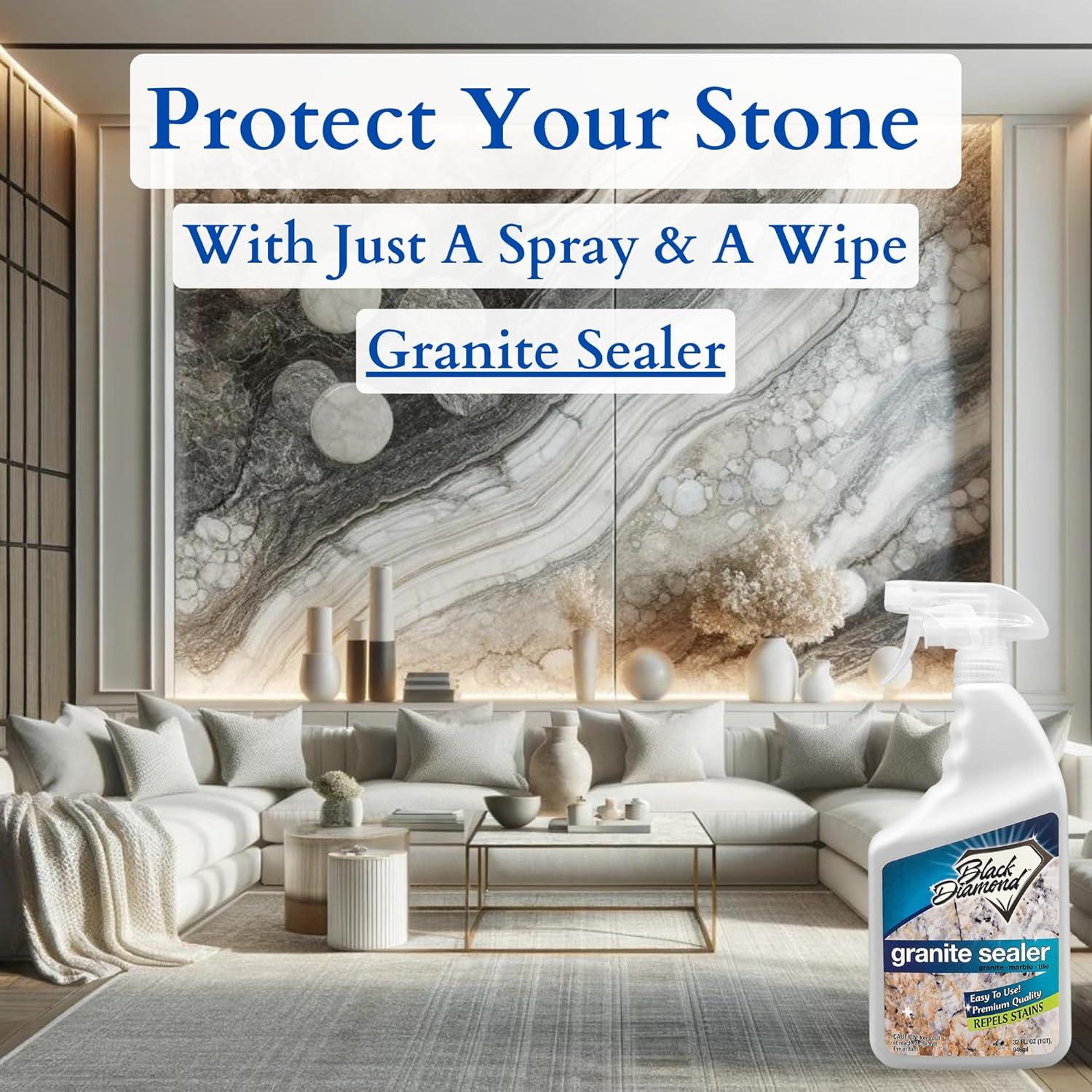 Black Diamond Stoneworks Granite Sealer: Seals and Protects. Marble Sealer Protector. Granite, Marble, and Travertine Countertop Sealer for All Stone Countertops. Enhance Your Stone’s Natural Beauty.