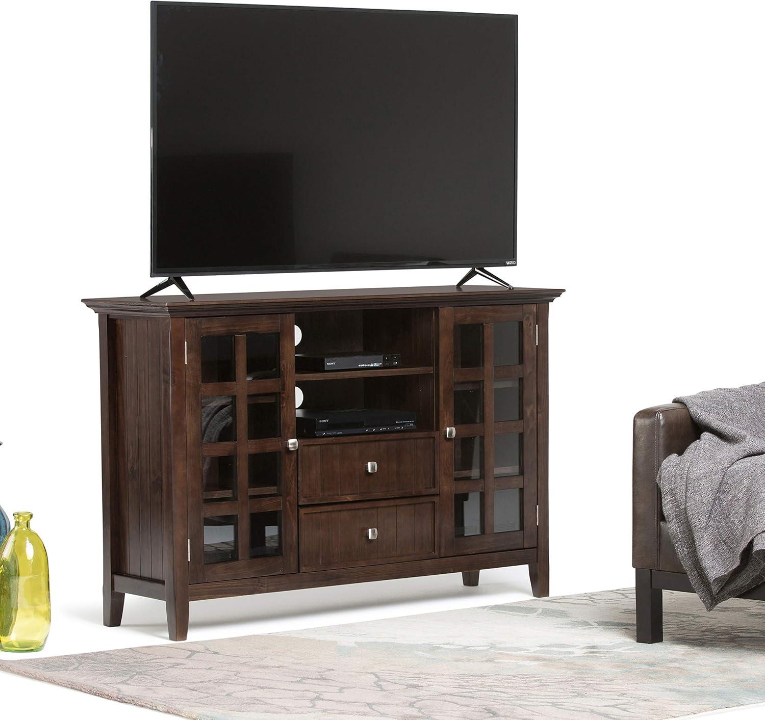 Brunette Brown Solid Wood 53" TV Media Stand with Storage