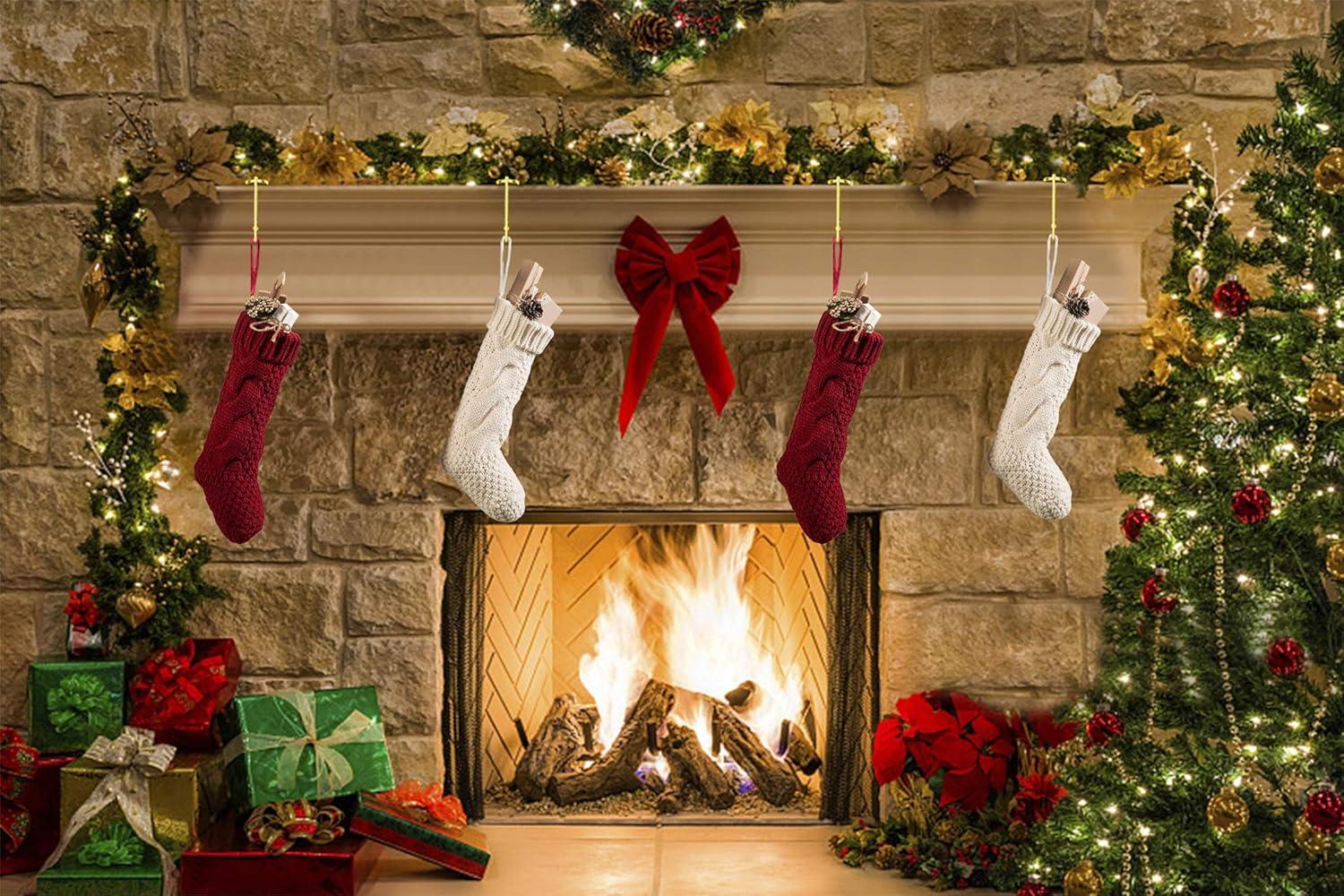 4 Pcs Christmas Stocking Holders for Mantel Hooks Hanger Grip Non-Slip Safety Fireplace Hang Hook for Xmas Christmas Valentine Holiday Party Decoration (Gold)