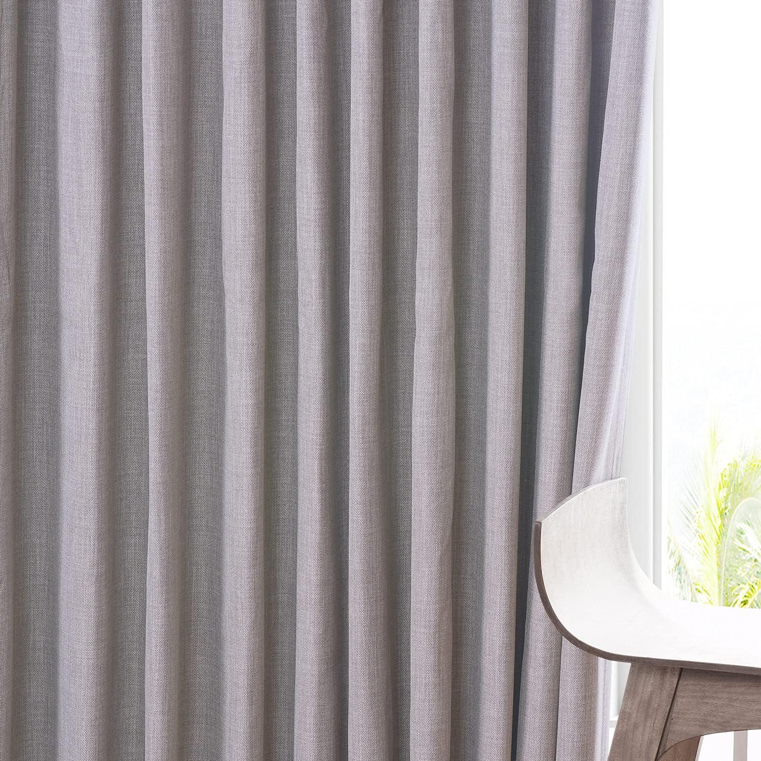 Clay Textured Faux Linen 96" Blackout Window Curtain