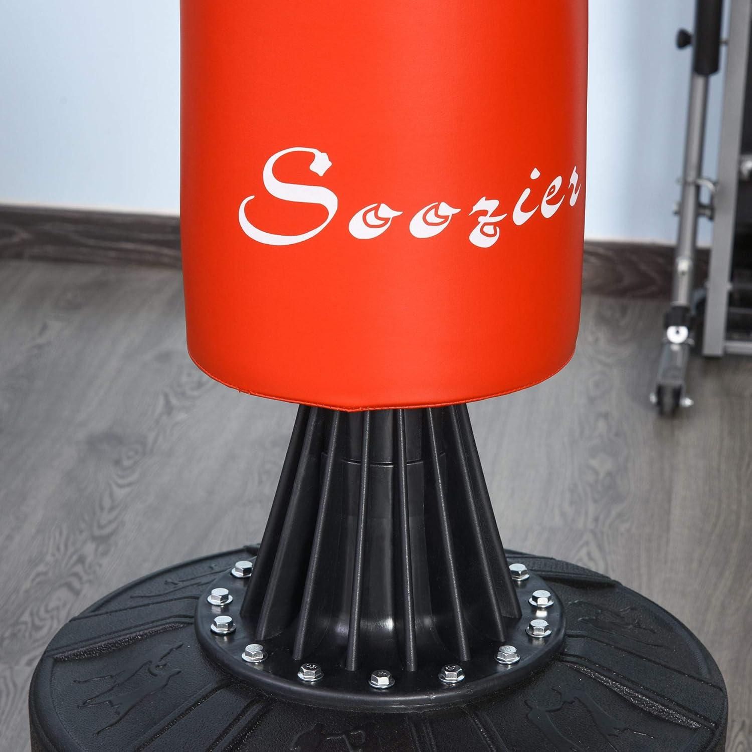 Soozier Boxing Speed Punch Bag Freestanding with Reflex Bar and Gloves Rotating Flexible Arm, Speed Ball, Waterable Base for Adult & Kids, Red