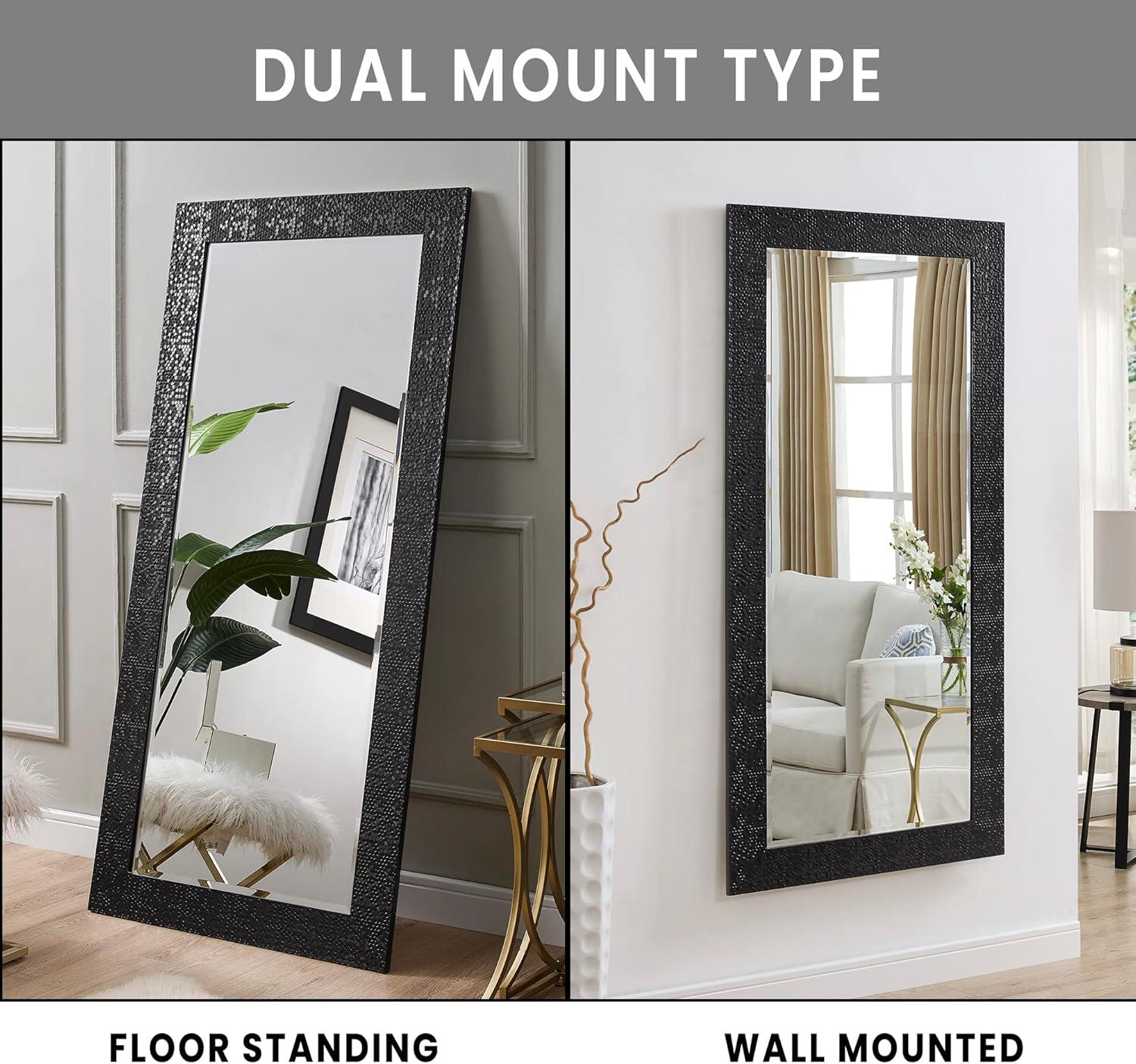 Home Imports Emporium Mosaic Style Full Length Mirror Standing Hanging/Leaning Against Wall, Large Rectangle Free Standing Full Body Dressing Mirror