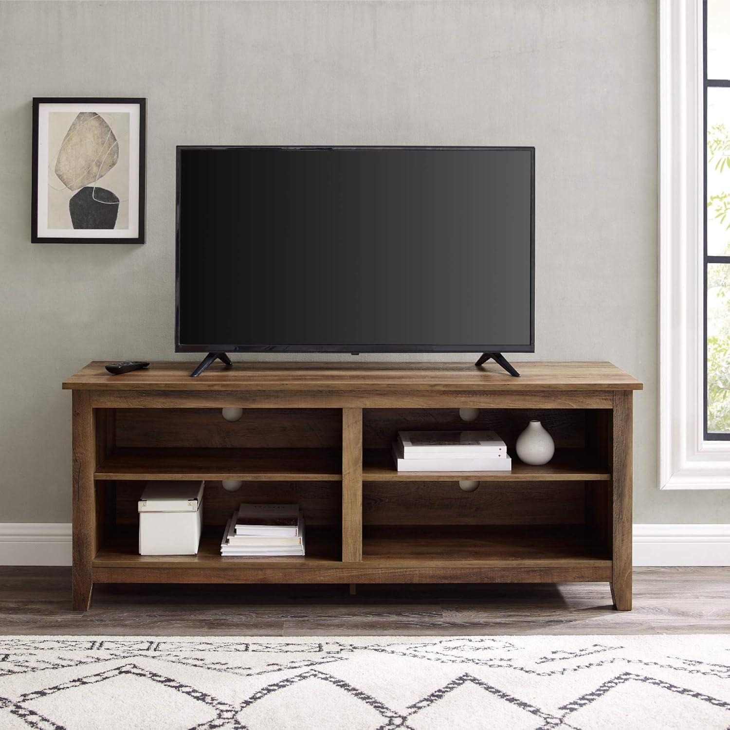 WE Furniture 24" H x 58" W x 16" Wood TV Media Stand Storage Console