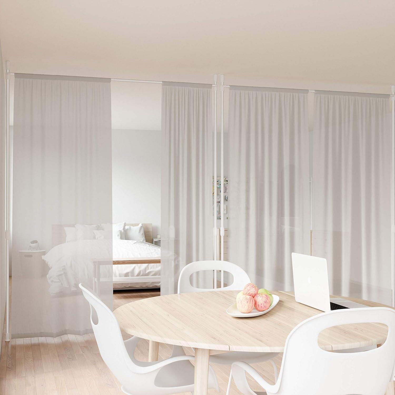 36"-66" Umbra Anywhere Curtain Rod Nickel Finish: Adjustable Tension Rod, Metal, Smooth Surface, Silver