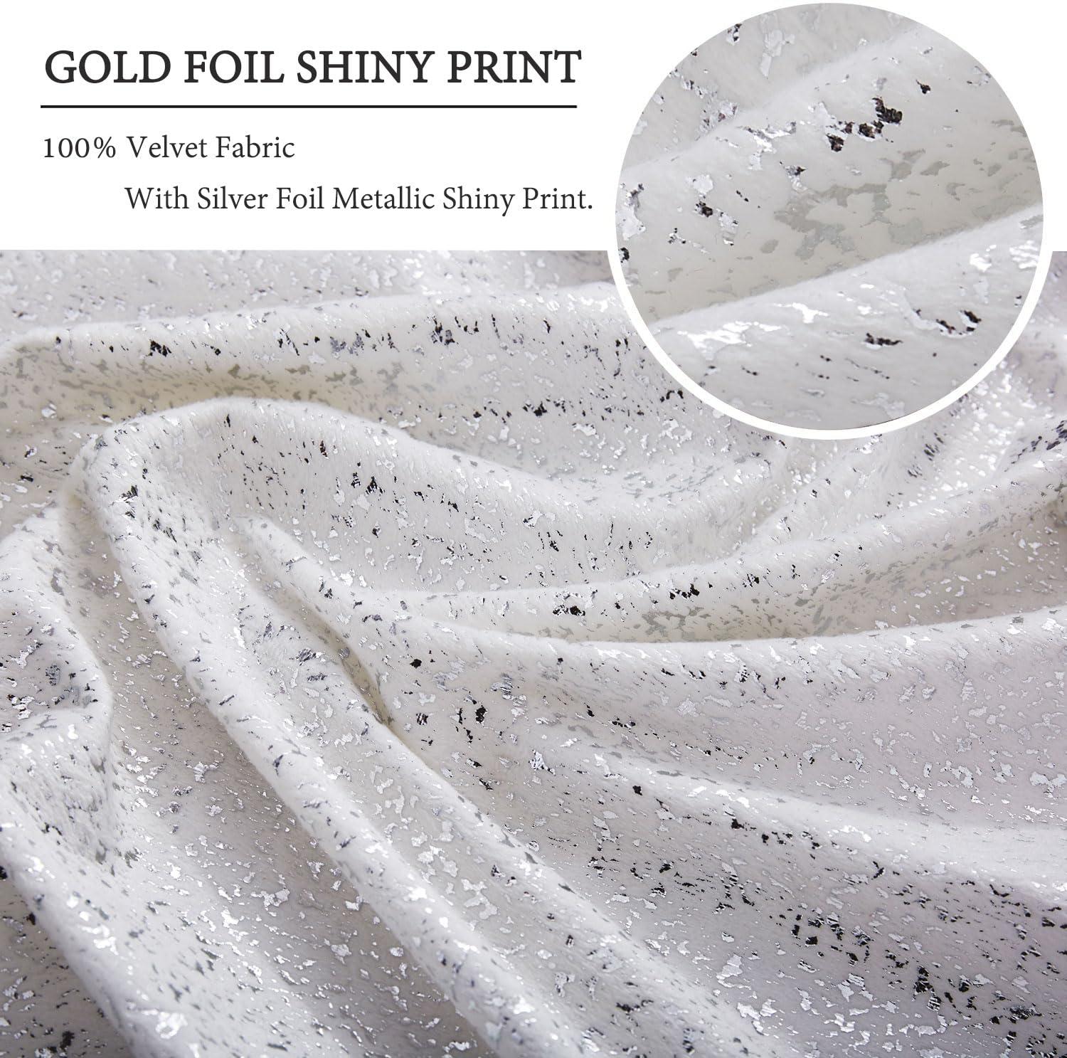 Silver Velvet Bliss Pillow Covers - Set of 2 White 18x18 Decorative Square Throw Pillows for Home Decor. Ideal for Bedroom, Living Room, Couch, Bed, and Sofa. Luxurious White and Silver Design.
