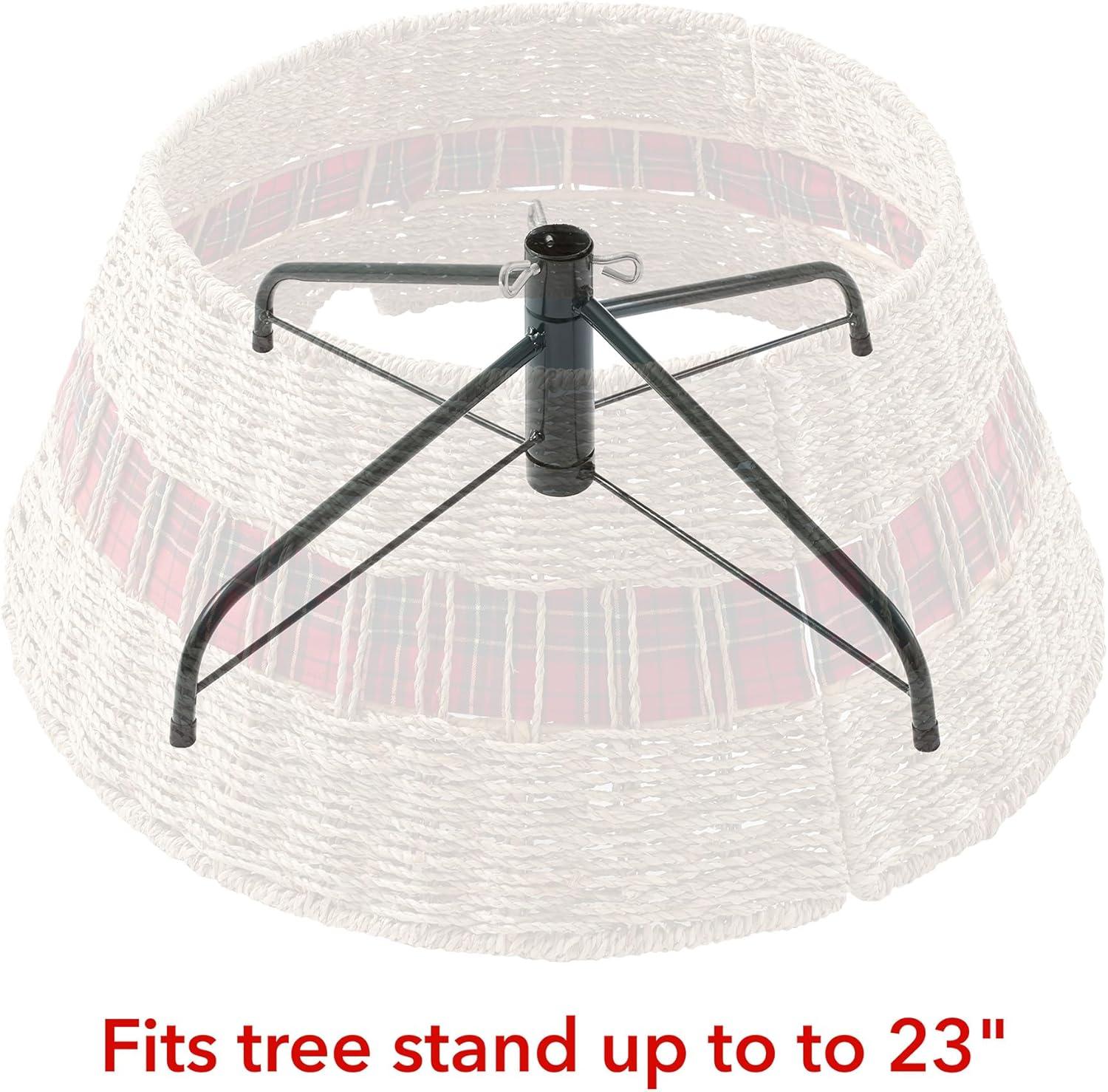 Casafield 24-Inch Seagrass Hyacinth Christmas Tree Collar, Woven Farmhouse Tree Base Cover with Cord Cut Out, Natural