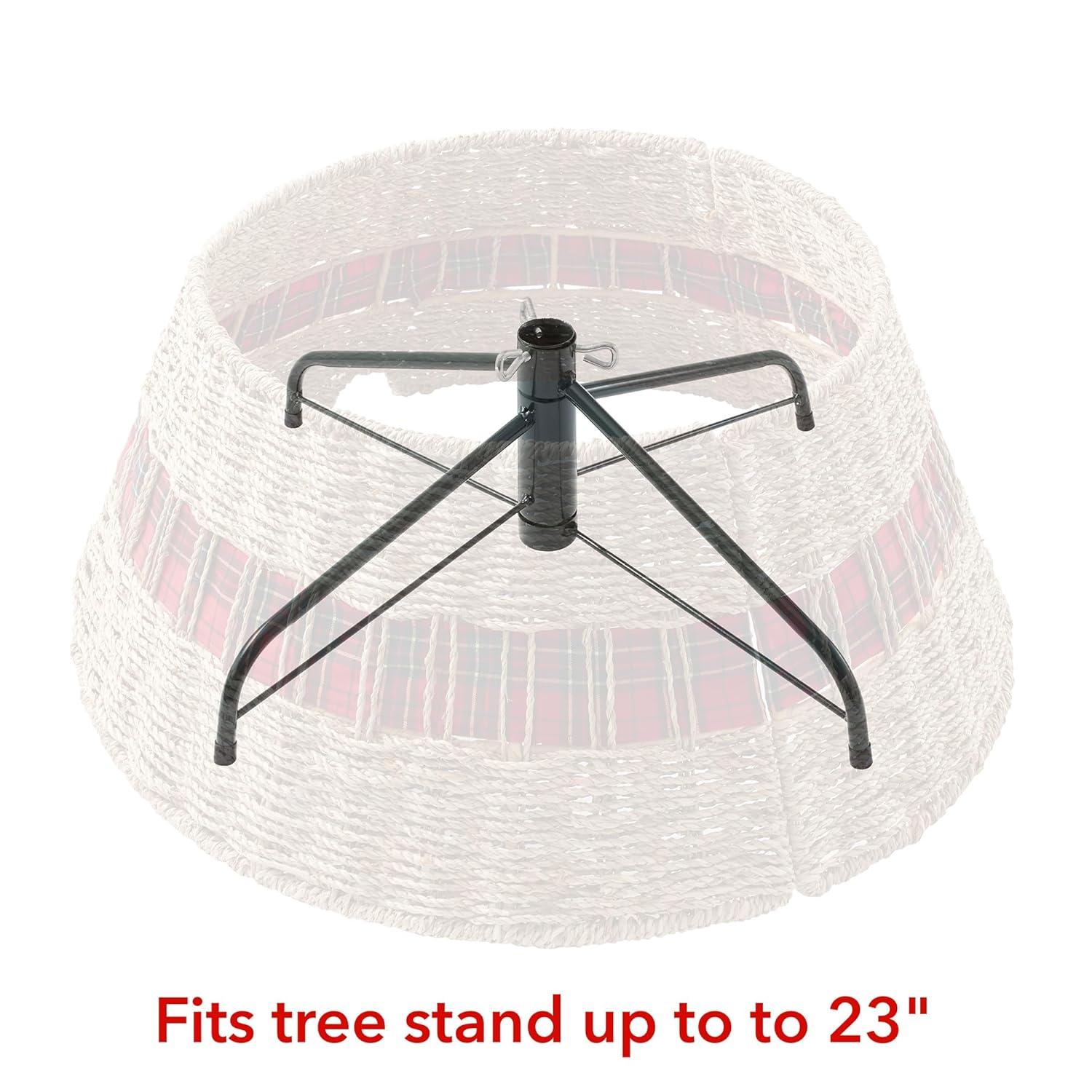 Casafield 24-Inch Seagrass Hyacinth Christmas Tree Collar, Woven Farmhouse Tree Base Cover with Cord Cut Out, Natural