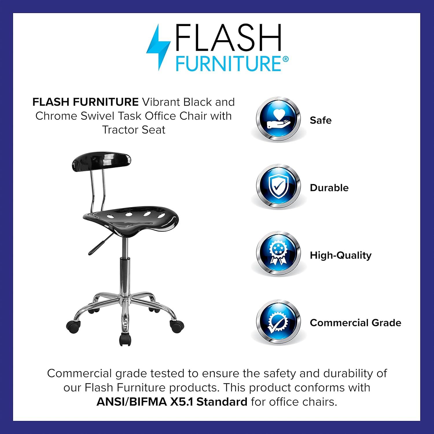Flash Furniture Bonavant Adjustable Swivel Chair for Desk and Office with Tractor Seat