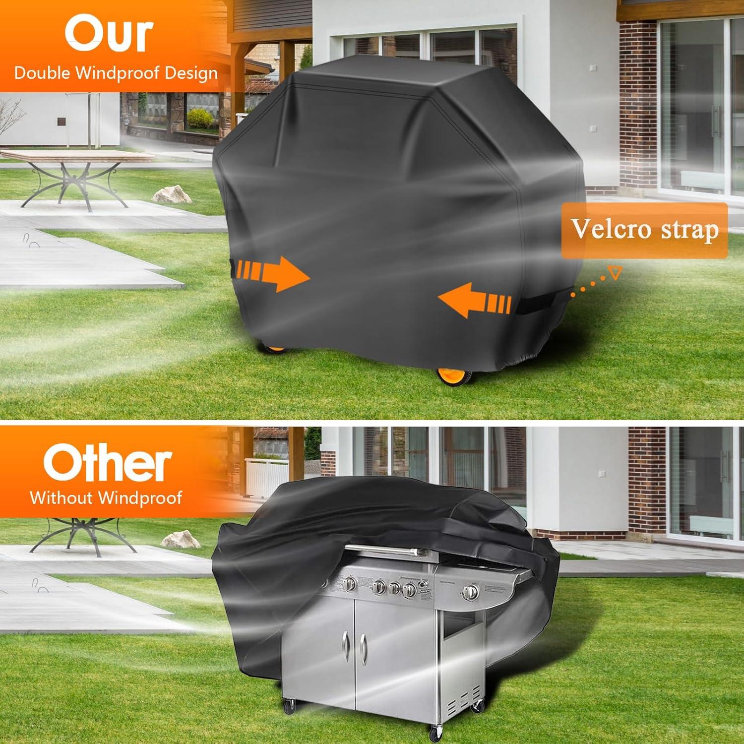 58 Inch Black Heavy Duty Waterproof BBQ Grill Cover