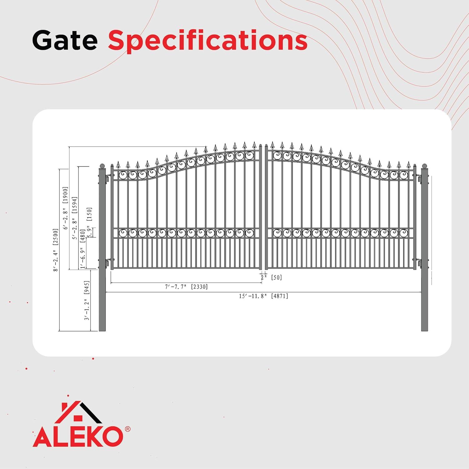 ALEKO Steel Dual Swing Driveway Gate - LONDON Style