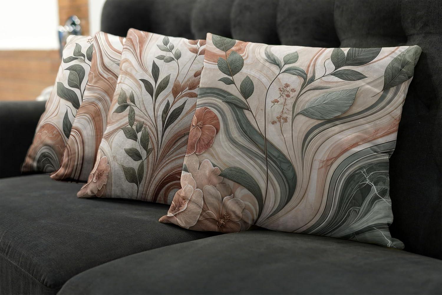 Ambesonne Floral Indoor/Outdoor Pillow Cover (Set of 4)