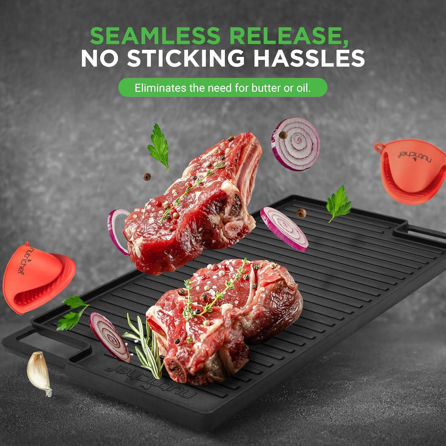 NutriChef 10'' Non-Stick Cast Iron Griddle