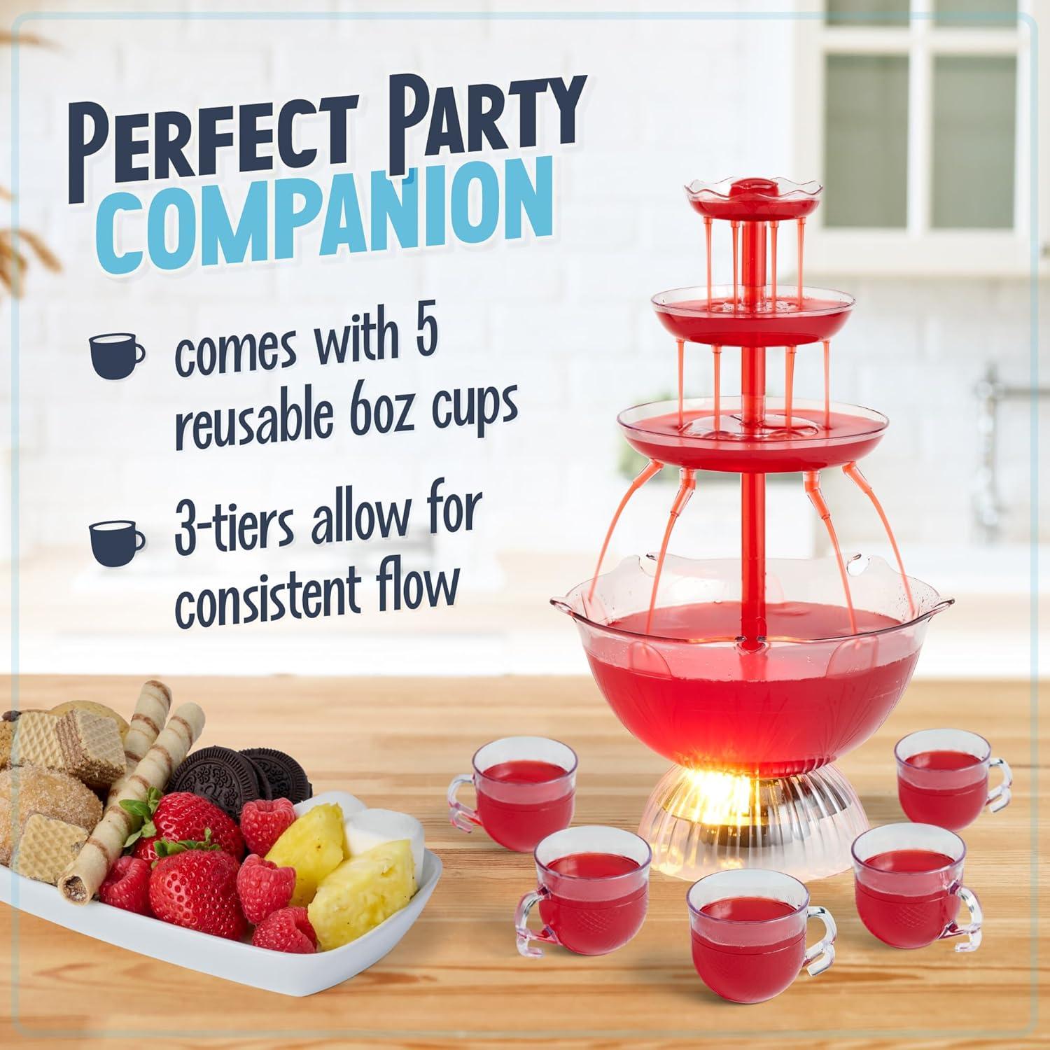 Vintage Clear Glass LED Lighted Party Fountain with Cups