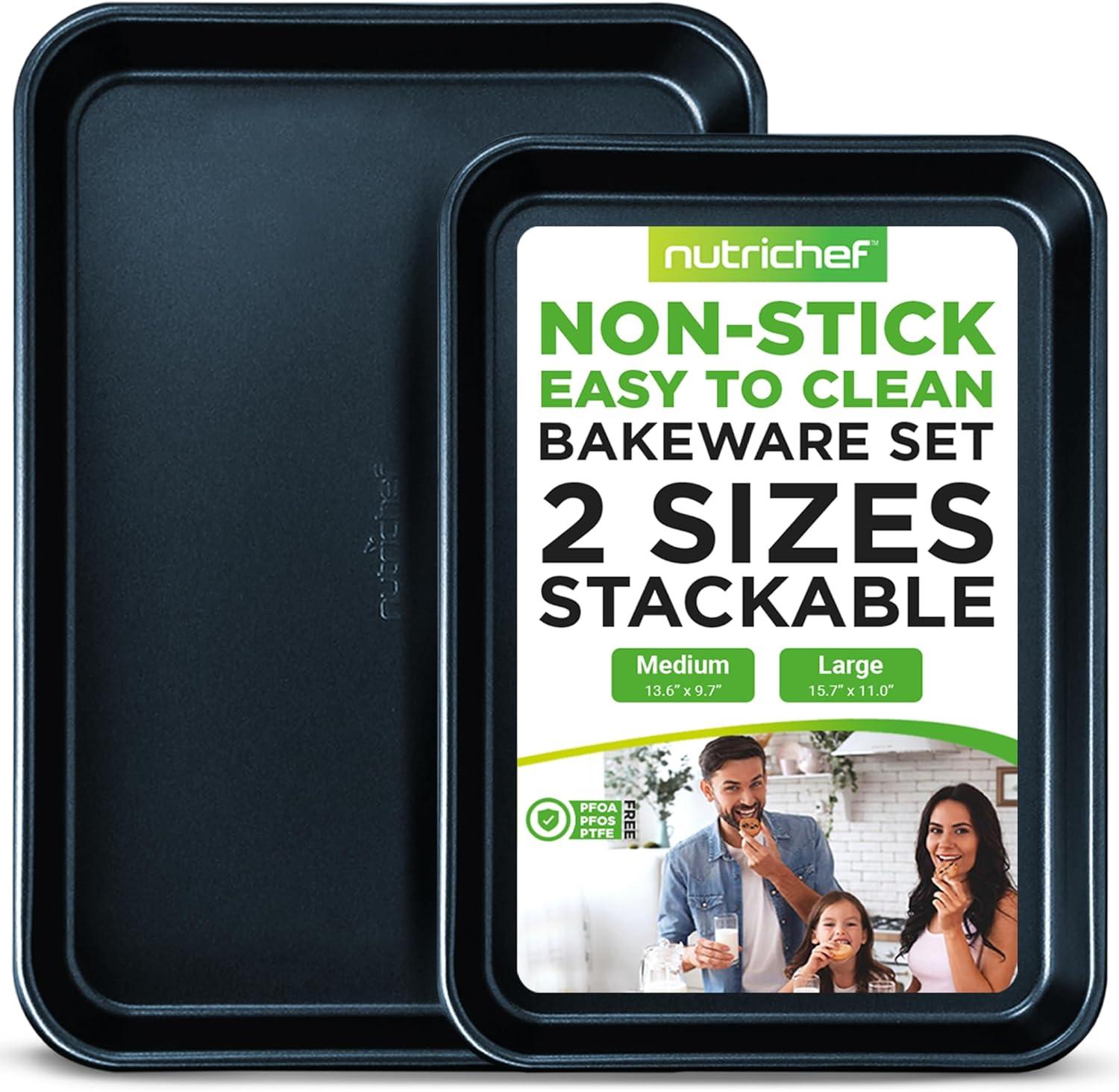 NutriChef 2 Piece Non-Stick Cookie Sheet Baking Pans