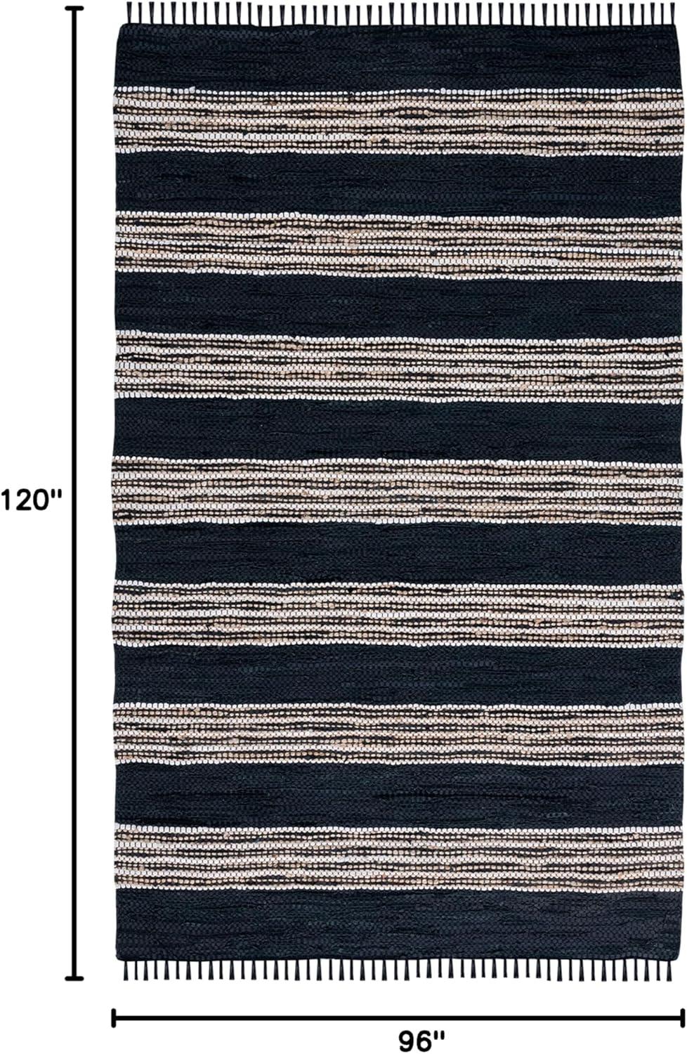 Vintage Leather VTL601 Hand Woven Area Rug - Black/Natural - 8'x10' - Safavieh.