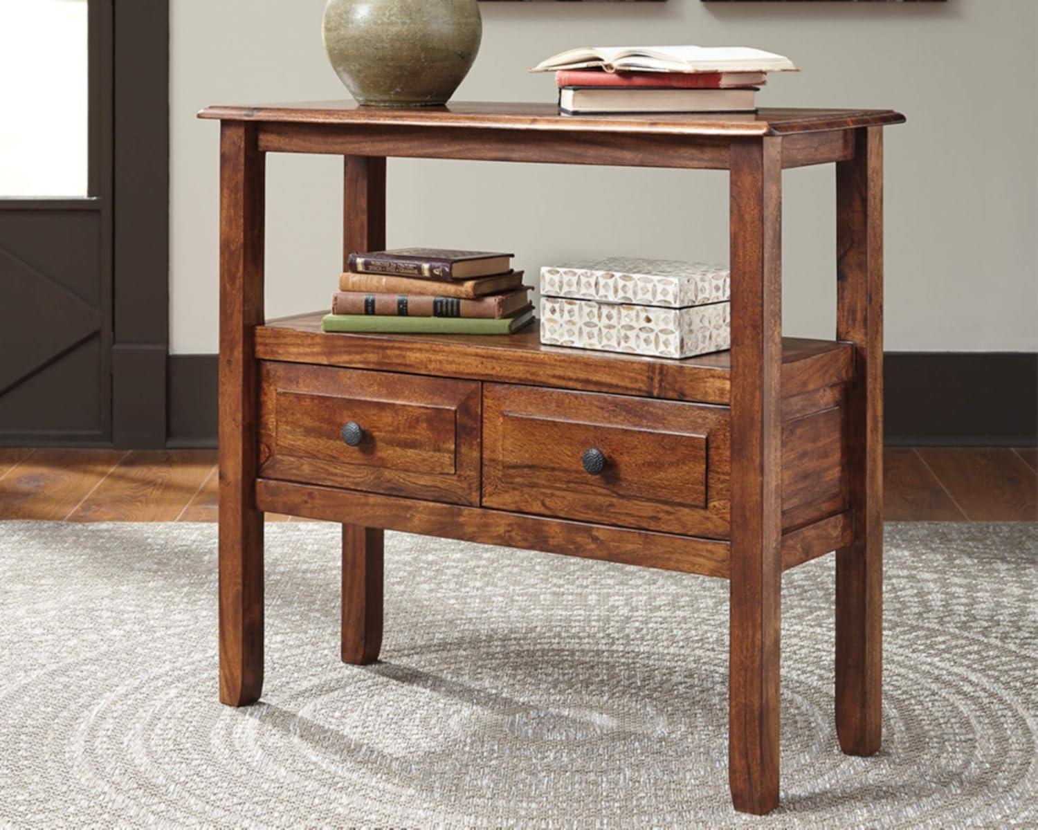 Signature Design by Ashley Casual Abbonto 2 Drawer Accent Table, Warm Brown