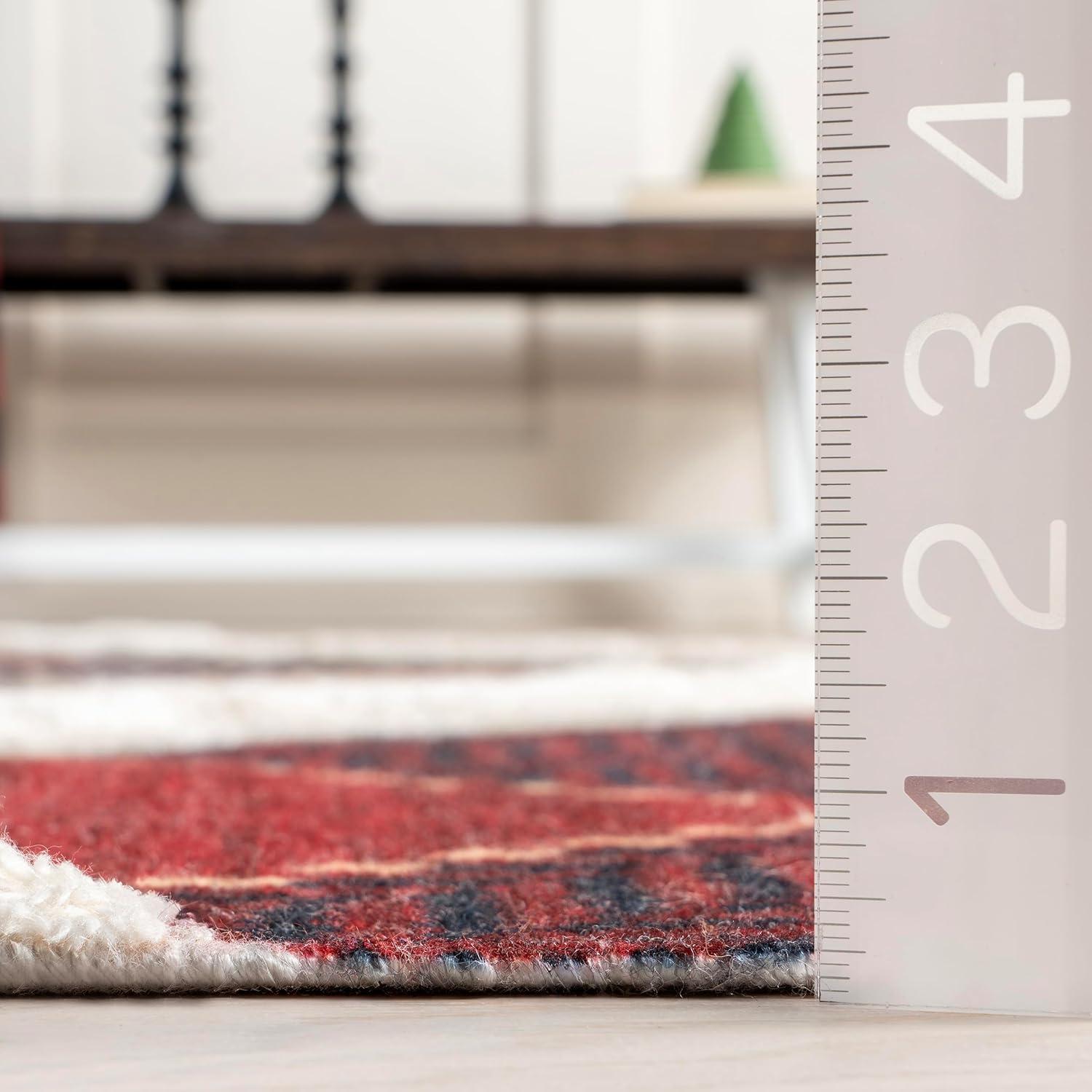 Nuloom Anastasia Plaid 9x12 Wool Indoor Area Rug for Living Room Bedroom Dining Room Kitchen, Red/Dark Blue