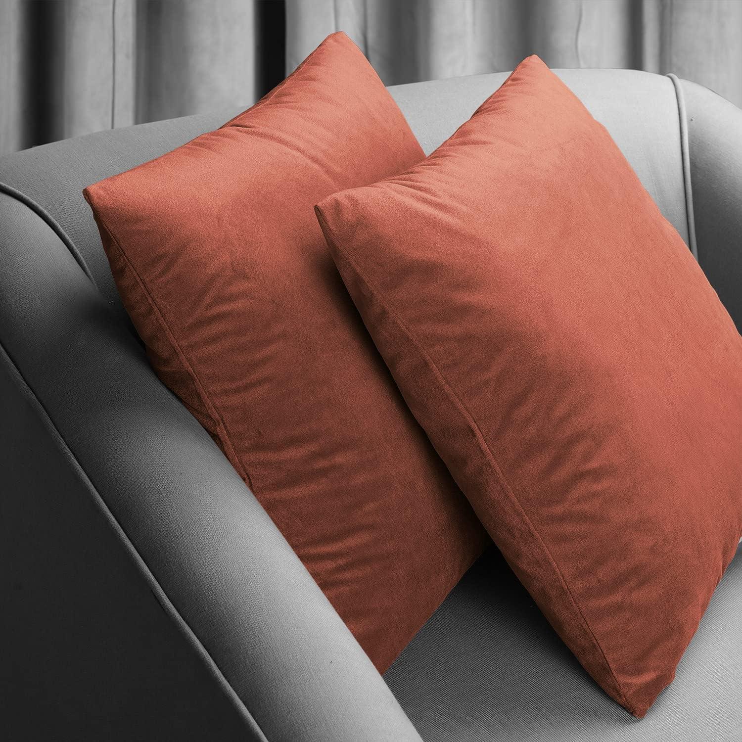 Exclusive Fabrics Signature Velvet Cushion Cover (Set of 2) Crimson Rust