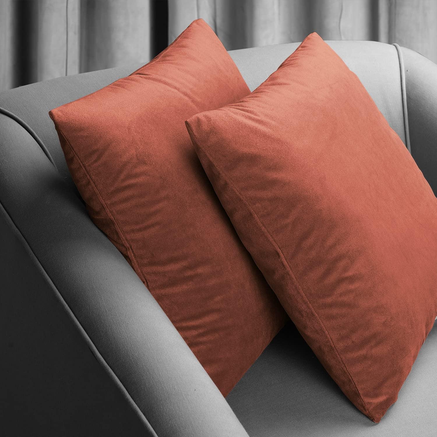 Exclusive Fabrics Signature Velvet Cushion Cover (Set of 2) Crimson Rust
