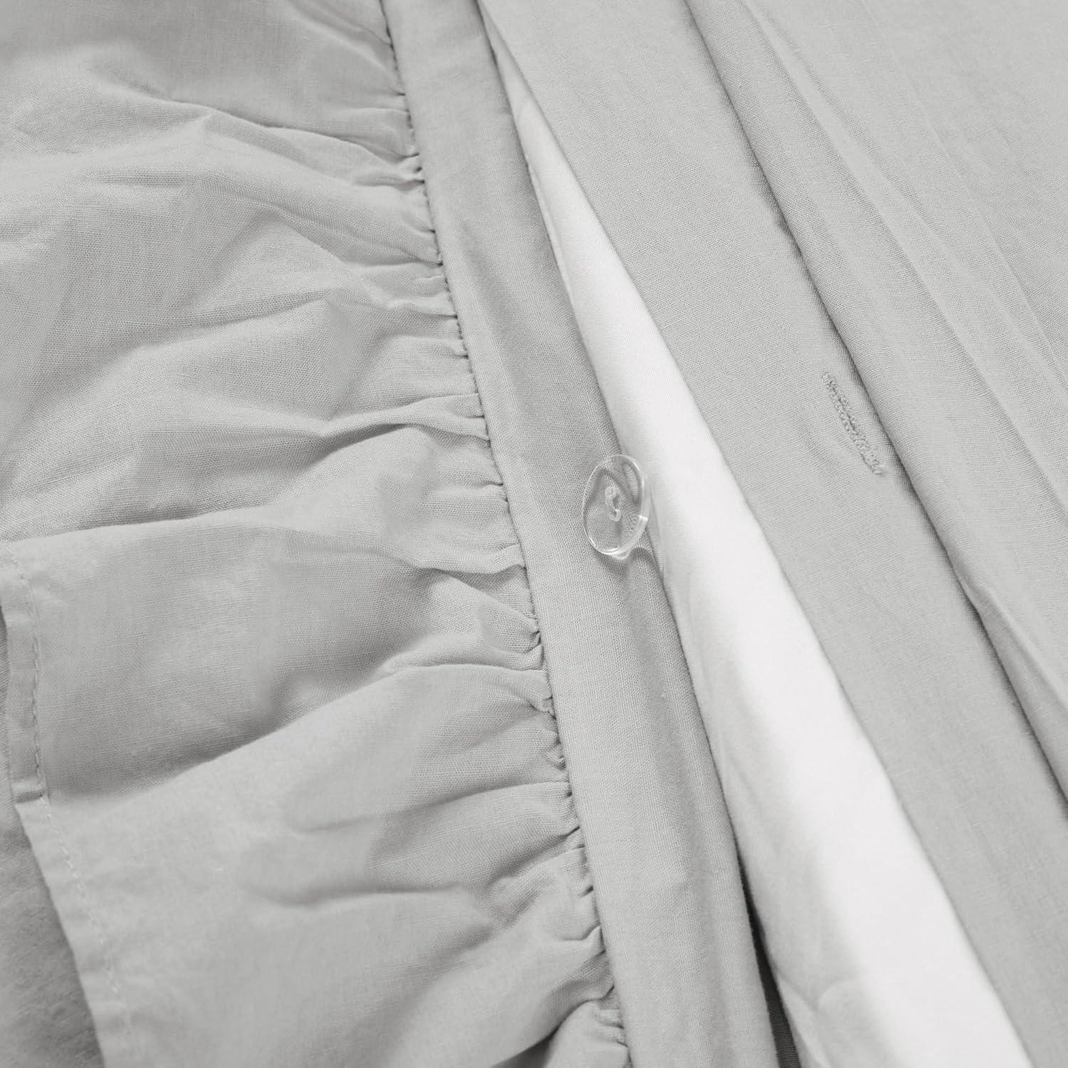 Lush Décor 3pc Full/Queen Reyna 100% Cotton Duvet Cover Set Light Gray: Chic Bedding with Ruffles, No Closure Design