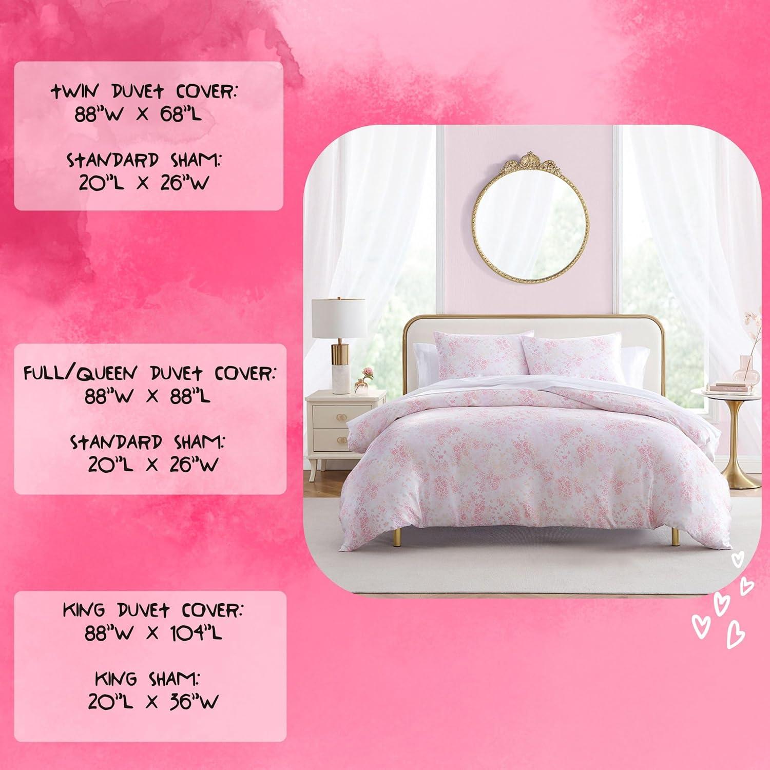 Betsey Johnson Butterfly Garden Satin Pink Duvet Cover Set