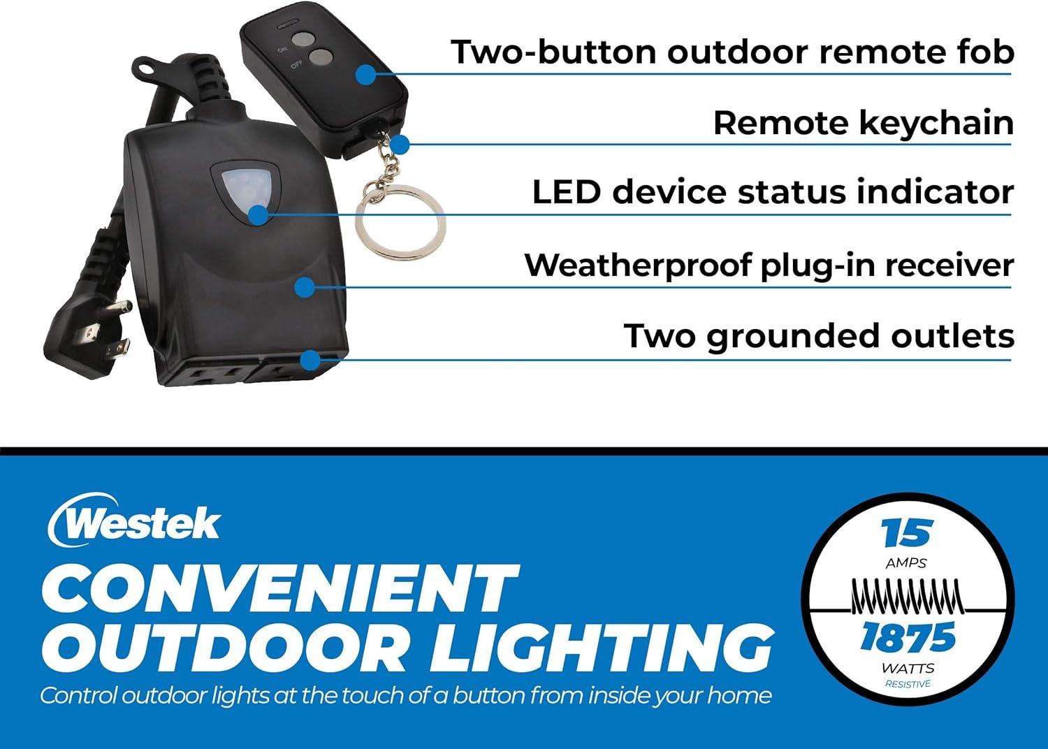 AmerTac RFK306LC Outdoor Wireless Remote & Plug-In Receiver Kit, Black