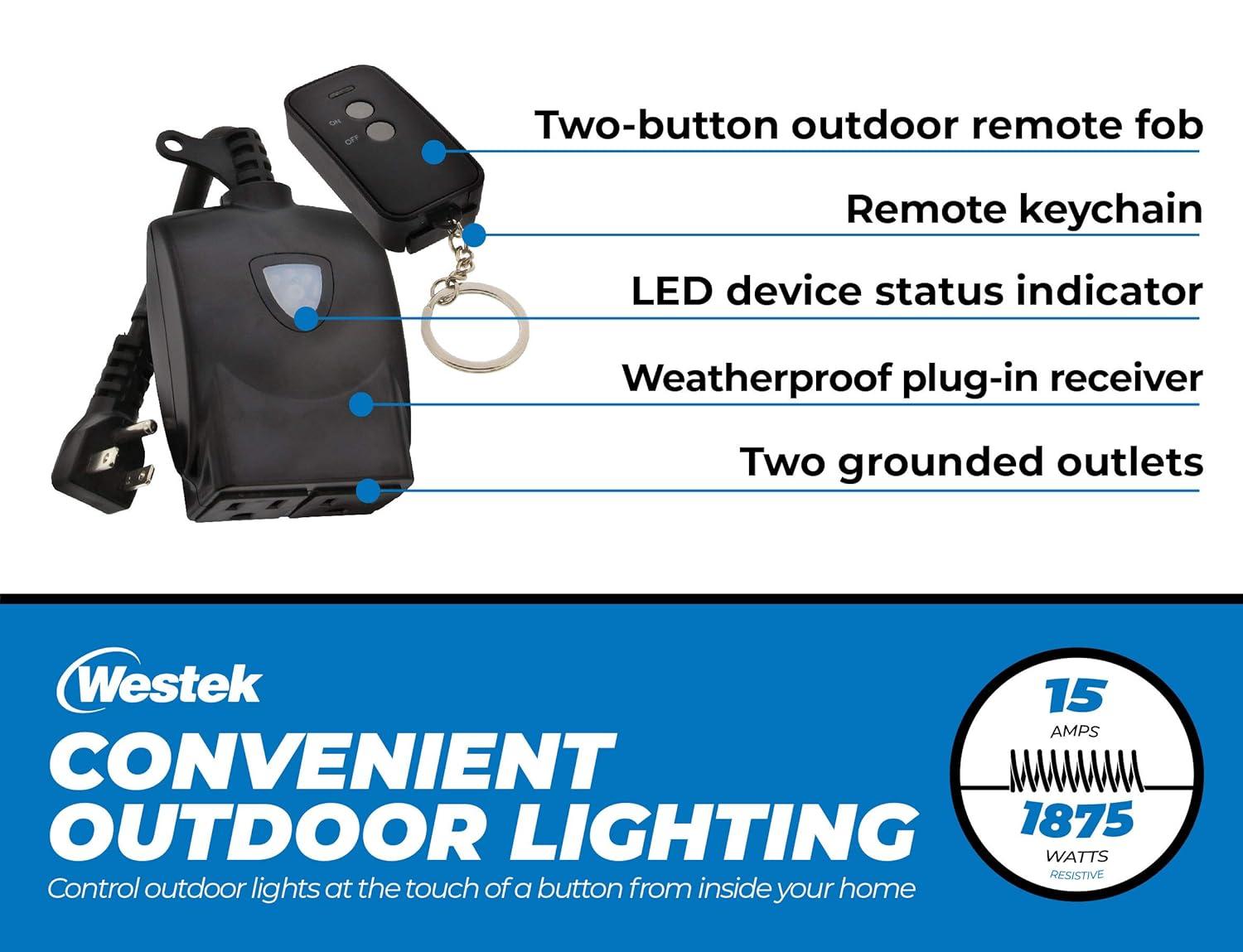 AmerTac RFK306LC Outdoor Wireless Remote & Plug-In Receiver Kit, Black