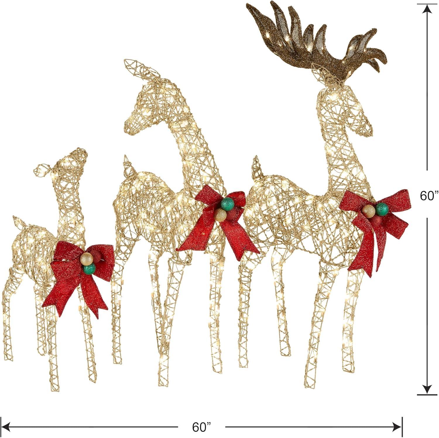 Prelit Deer Family Assortment - National Tree Company