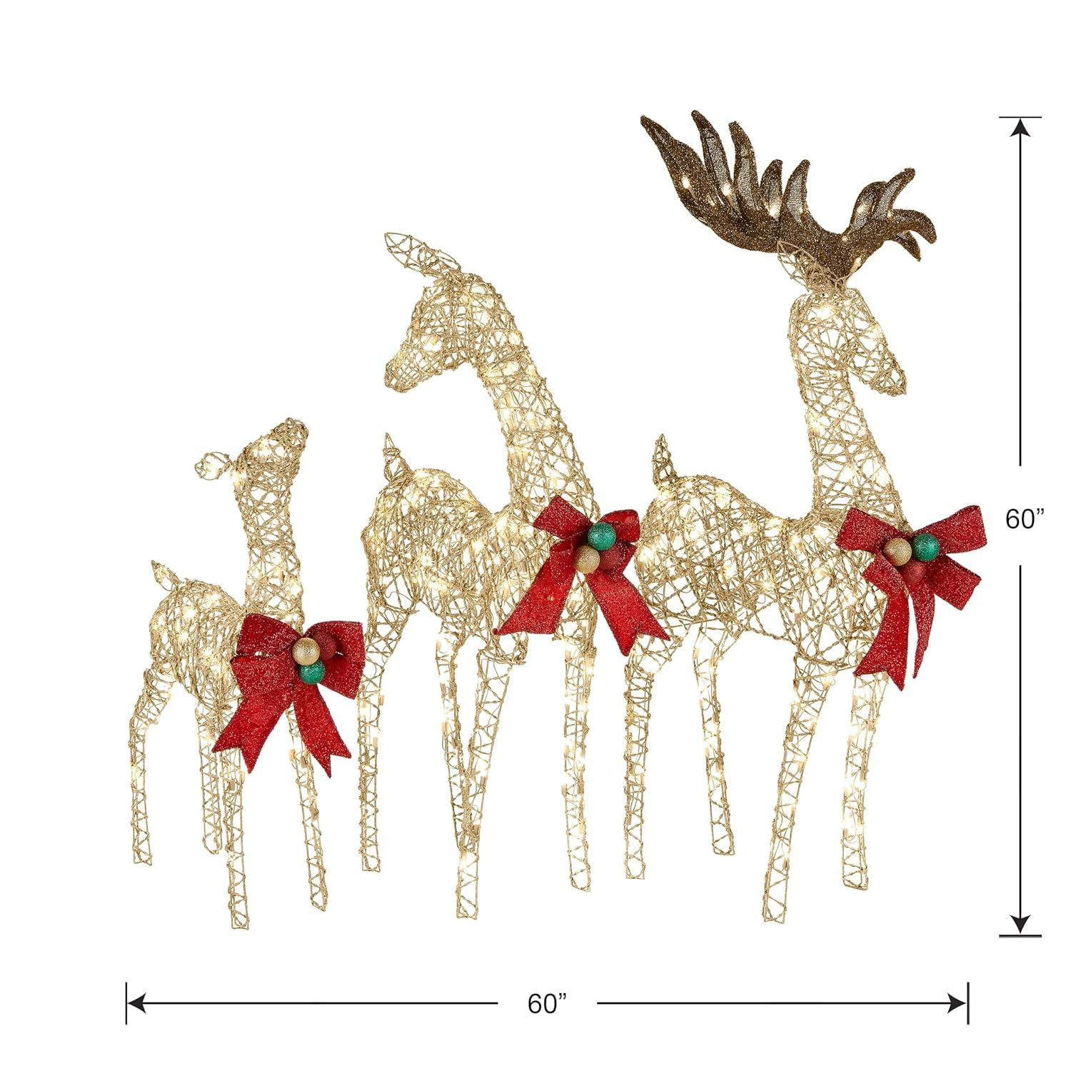 Prelit Deer Family Assortment - National Tree Company