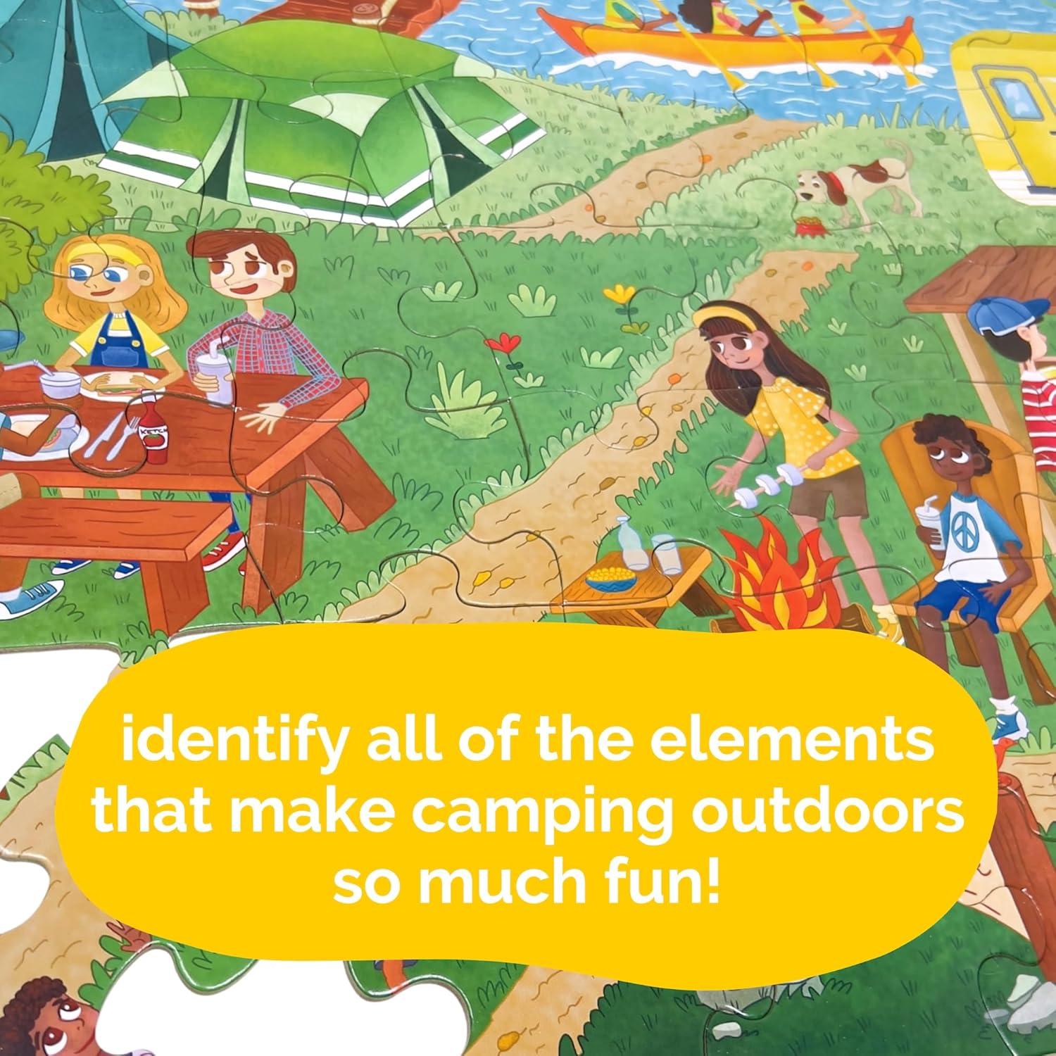 Camping Outdoors 48-Piece Jumbo Puzzle with Multicultural Artwork