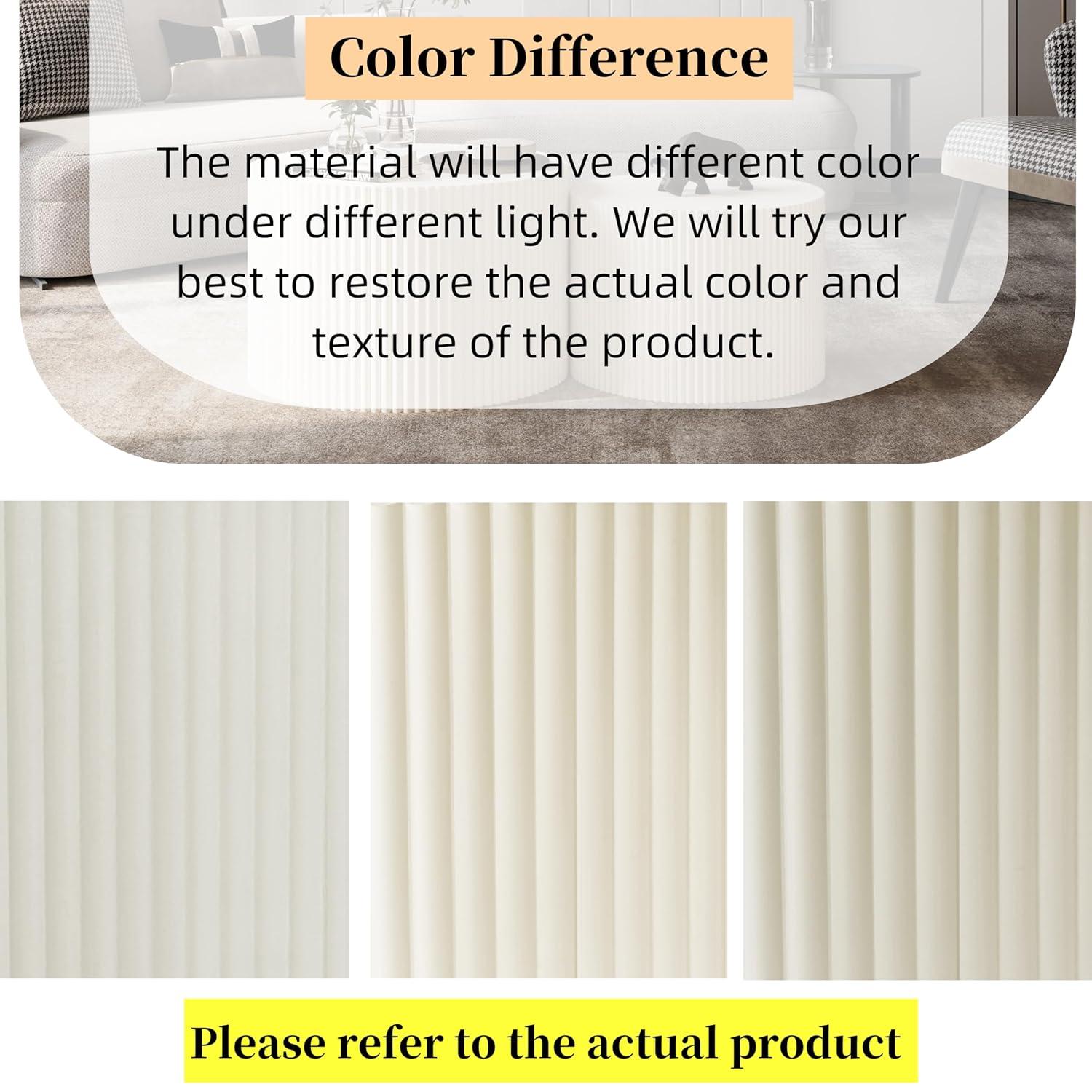 Nesting Coffee Table Set of 2, Vertical Stripe Design Drum Coffee Table, End Table, Round Side Table for Living Room, Bedroom, Beige