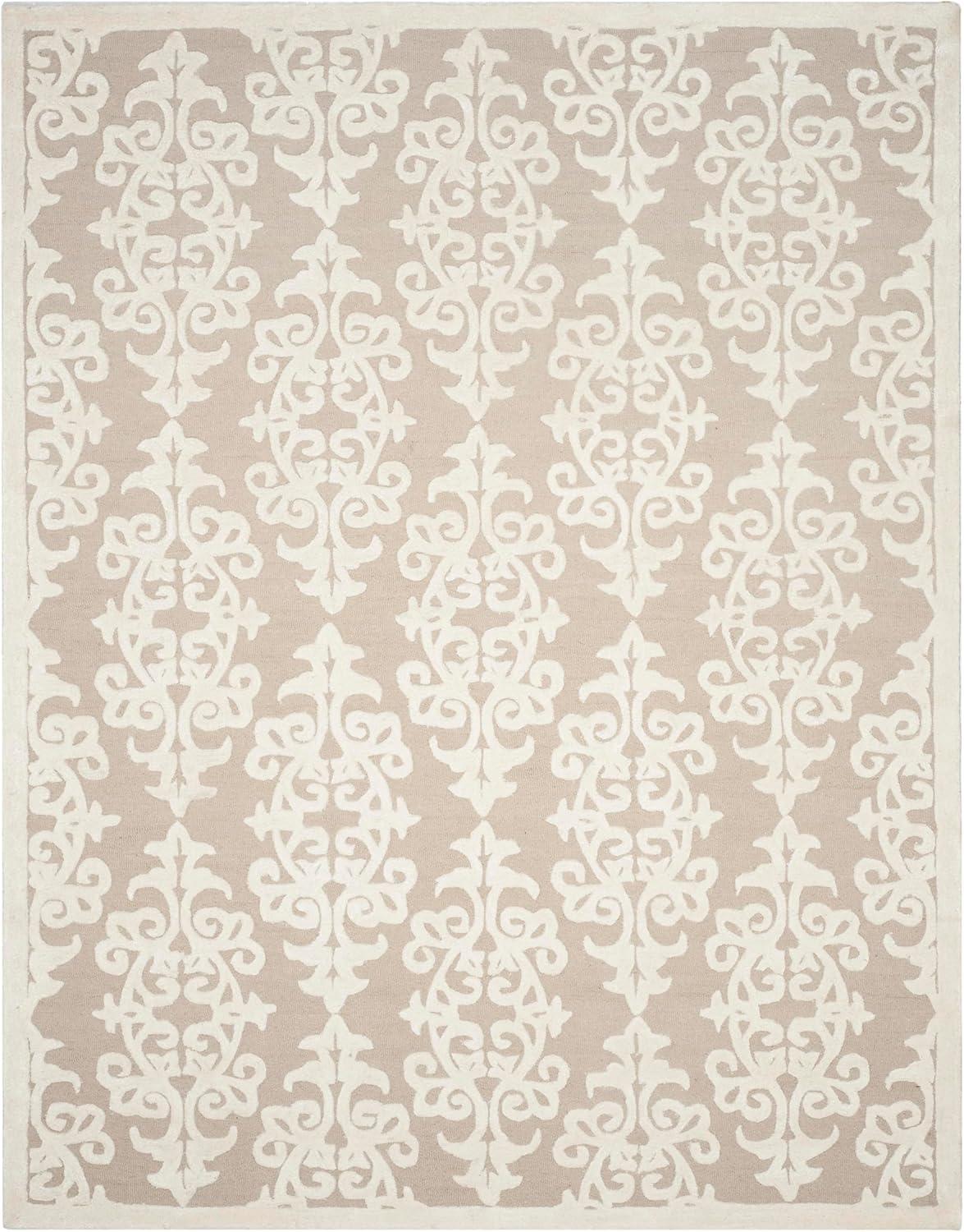 SAFAVIEH Bella Galena Damask Vines Wool Area Rug, Sand/Ivory, 9' x 12'