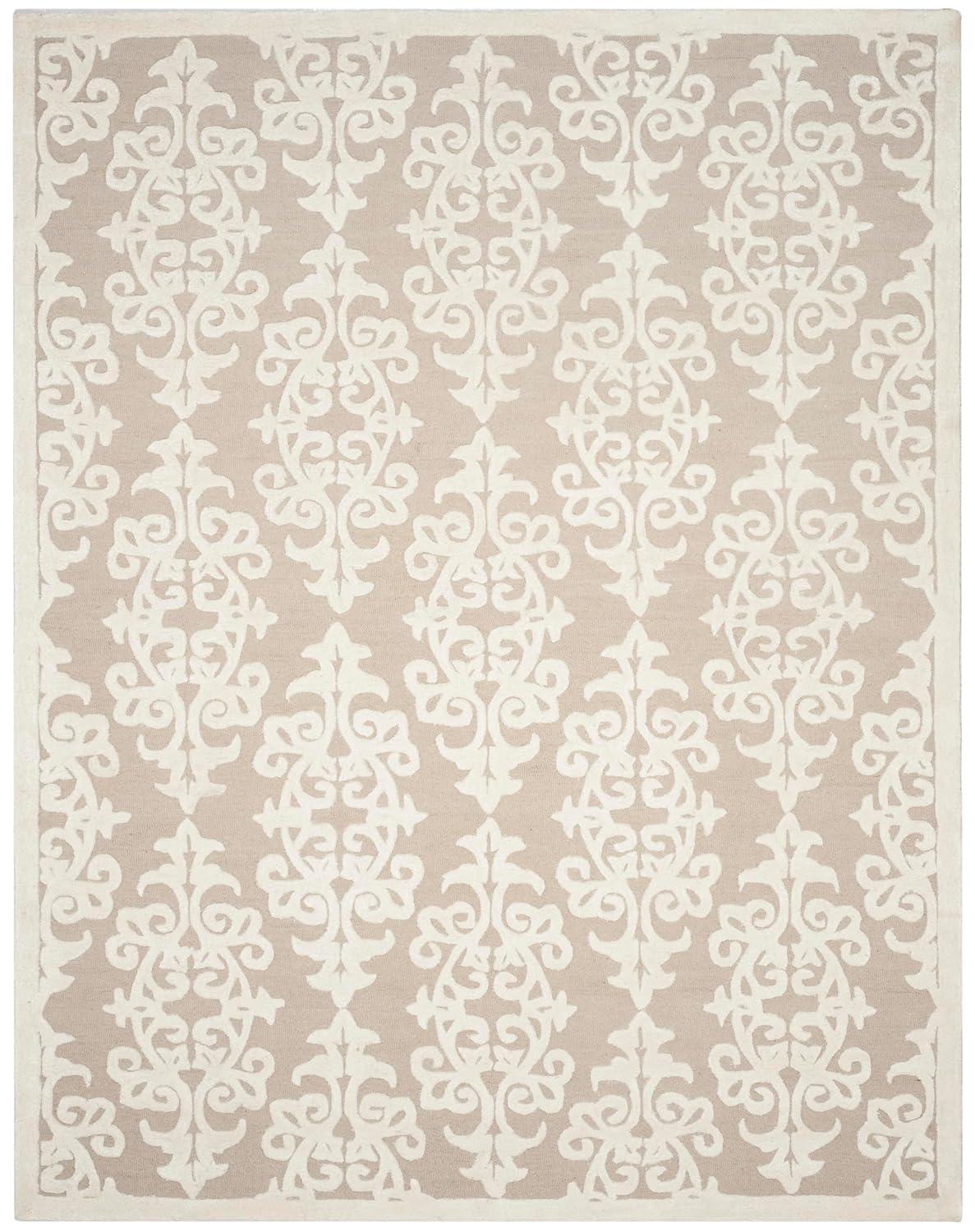 SAFAVIEH Bella Galena Damask Vines Wool Area Rug, Sand/Ivory, 9' x 12'