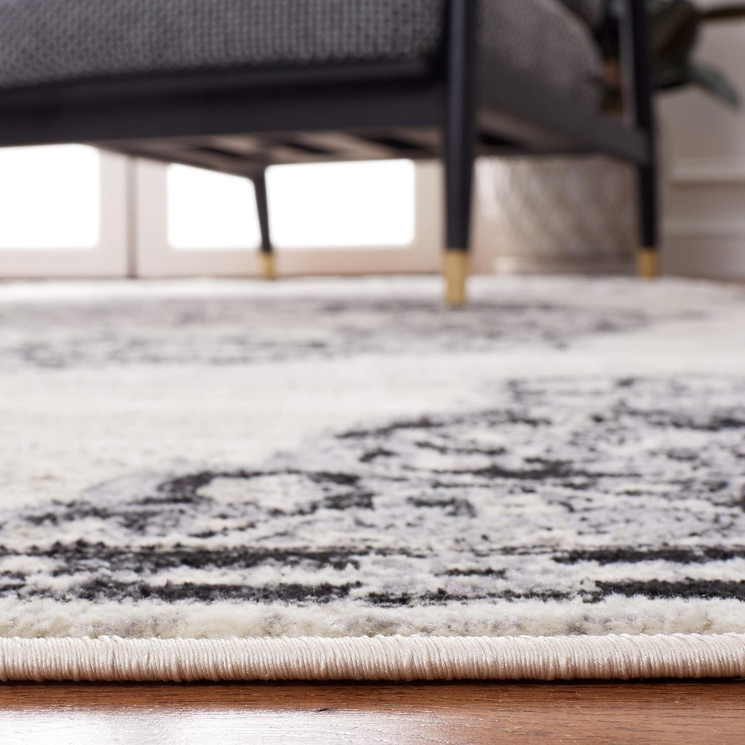 Brentwood BNT802 Power Loomed Area Rug - Ivory/Black - 6'x9' - Safavieh.