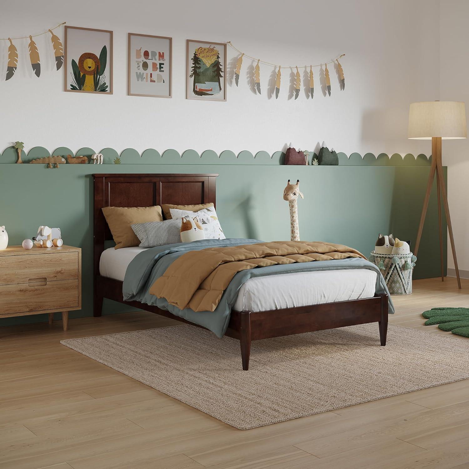 AFI Charlotte King Solid Wood Low Profile Platform Bed, Walnut